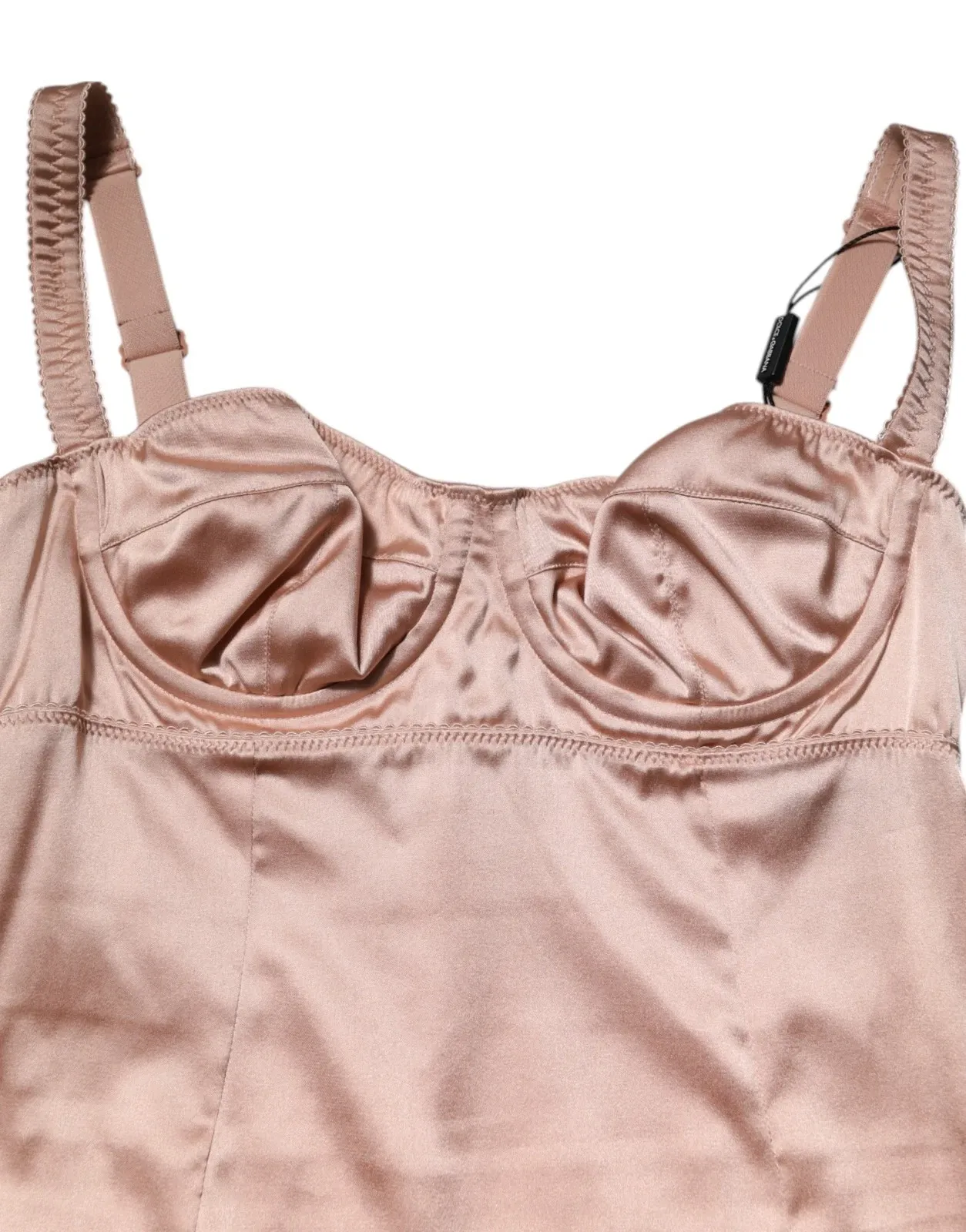 Blush Silk Satin Bustier Midi Bodycon Women's Dress - Dolce & Gabbana - Modalova