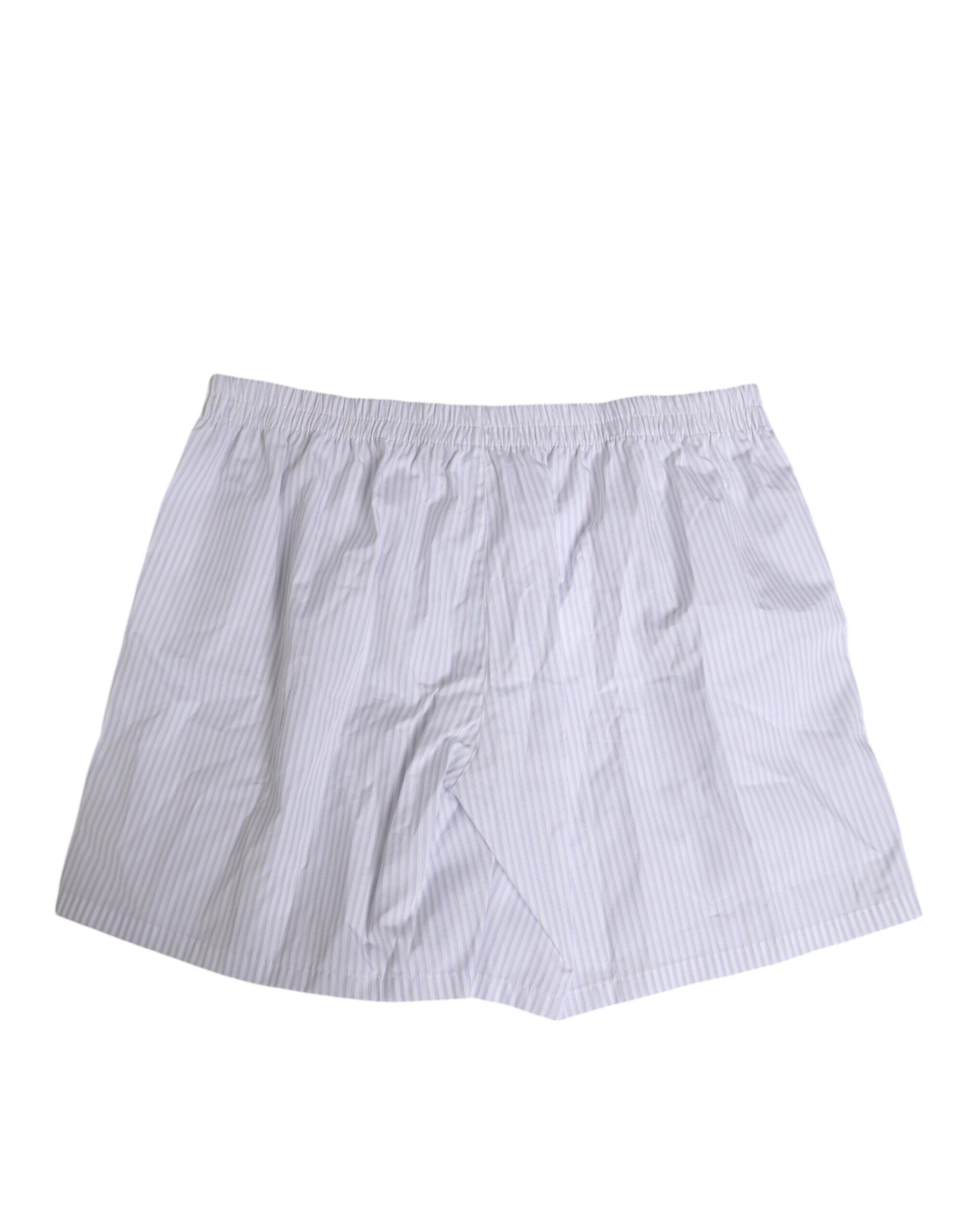 Blue Cotton Striped Button Fly Shorts Men's Swimwear - Dolce & Gabbana - Modalova