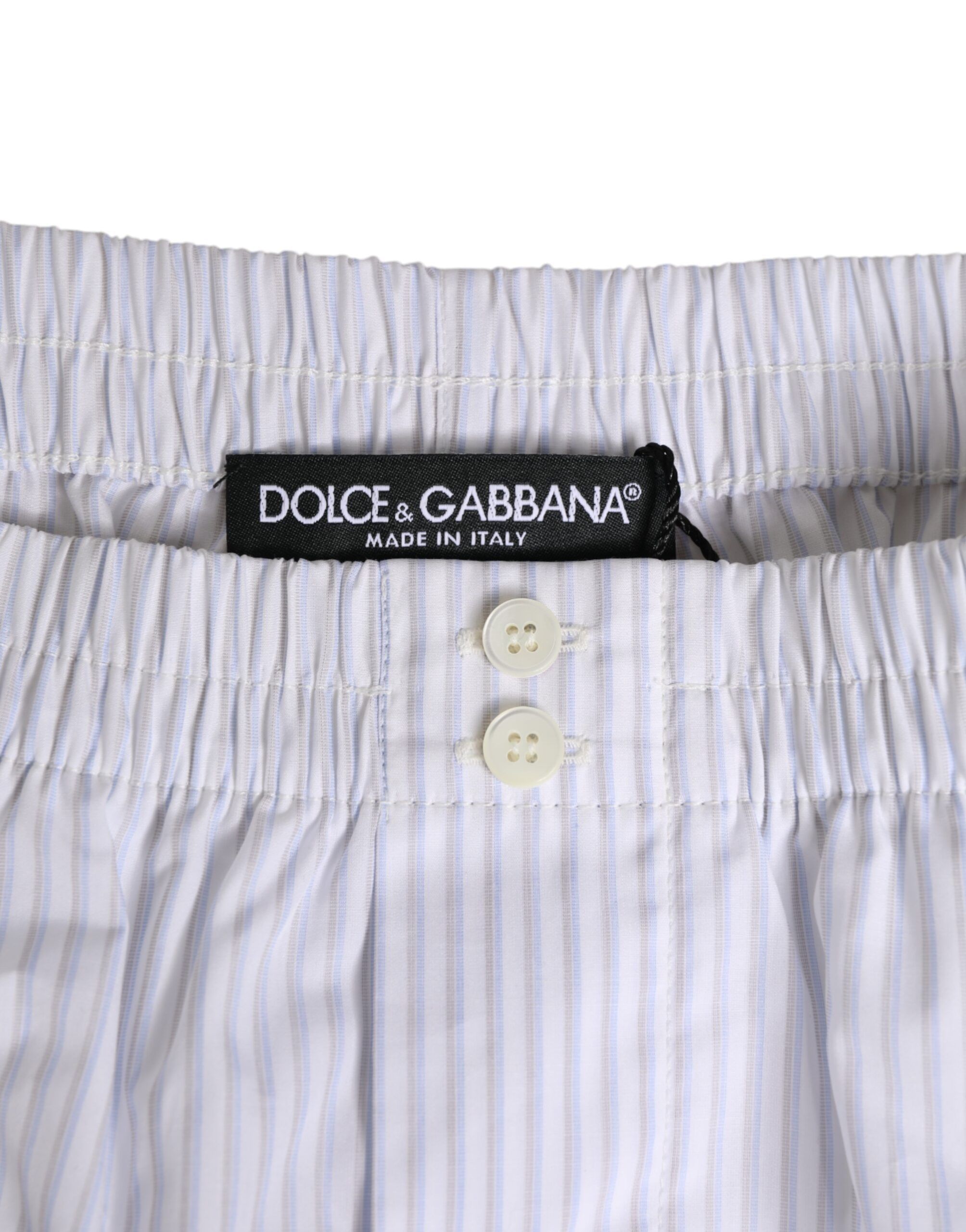 Blue Cotton Striped Button Fly Shorts Men's Swimwear - Dolce & Gabbana - Modalova