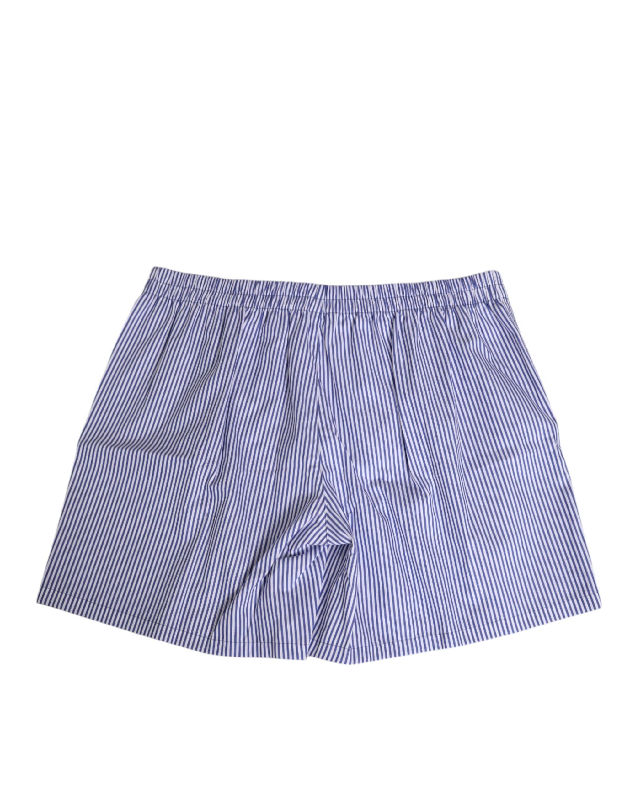 Blue White Cotton Striped Button Fly Shorts Men's Swimwear - Dolce & Gabbana - Modalova