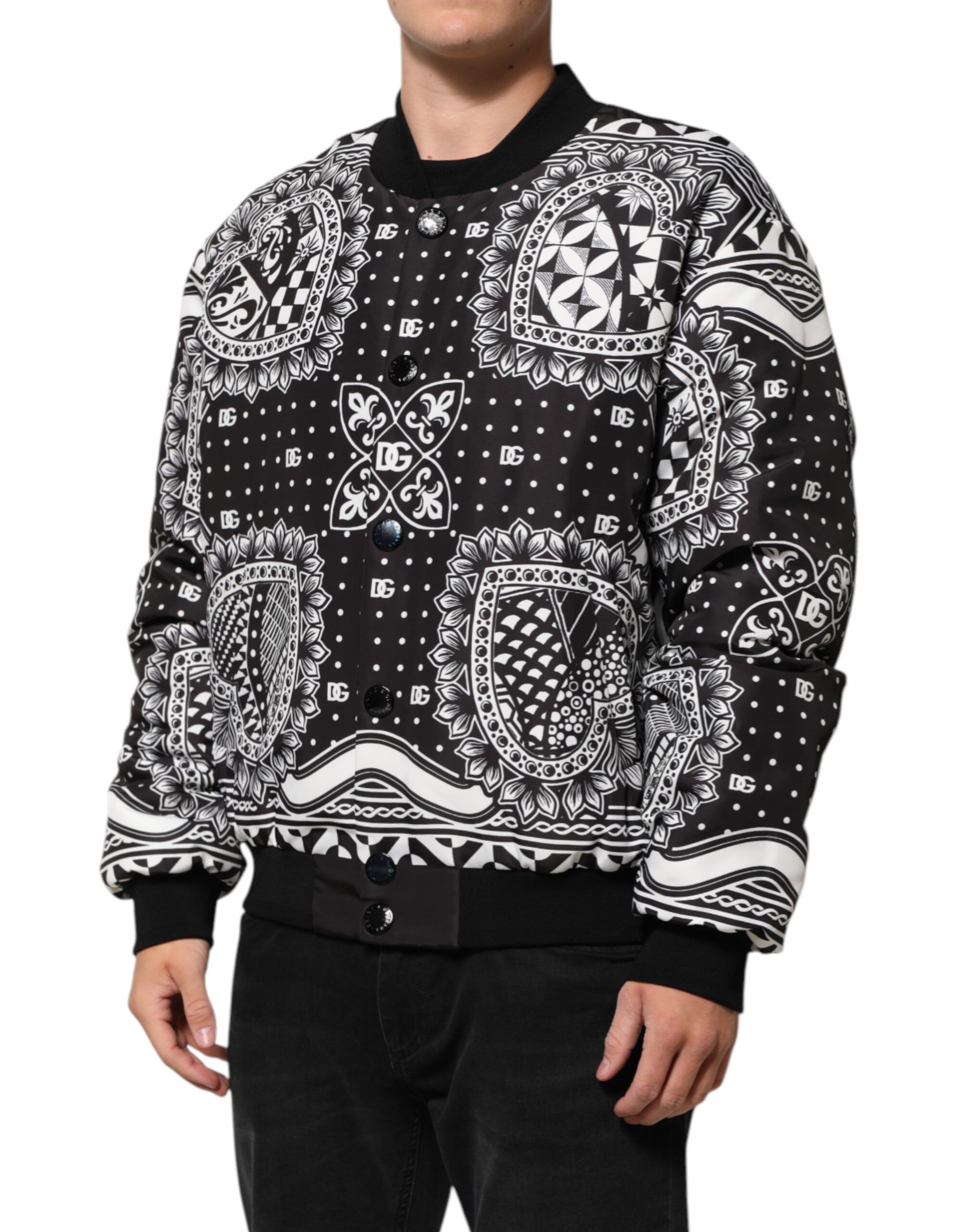 Black White Bandana Print Bomber Men's Jacket (Pre-Owned) - Dolce & Gabbana - Modalova