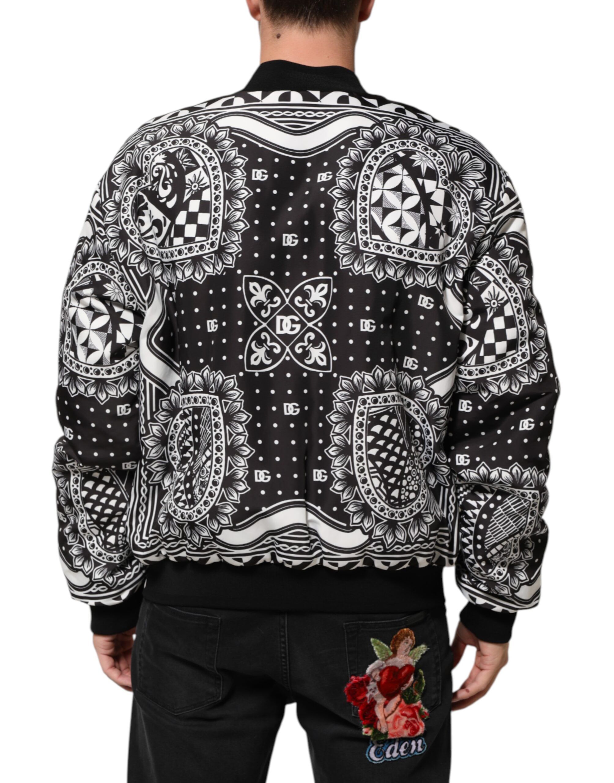 Black White Bandana Print Bomber Men's Jacket (Pre-Owned) - Dolce & Gabbana - Modalova