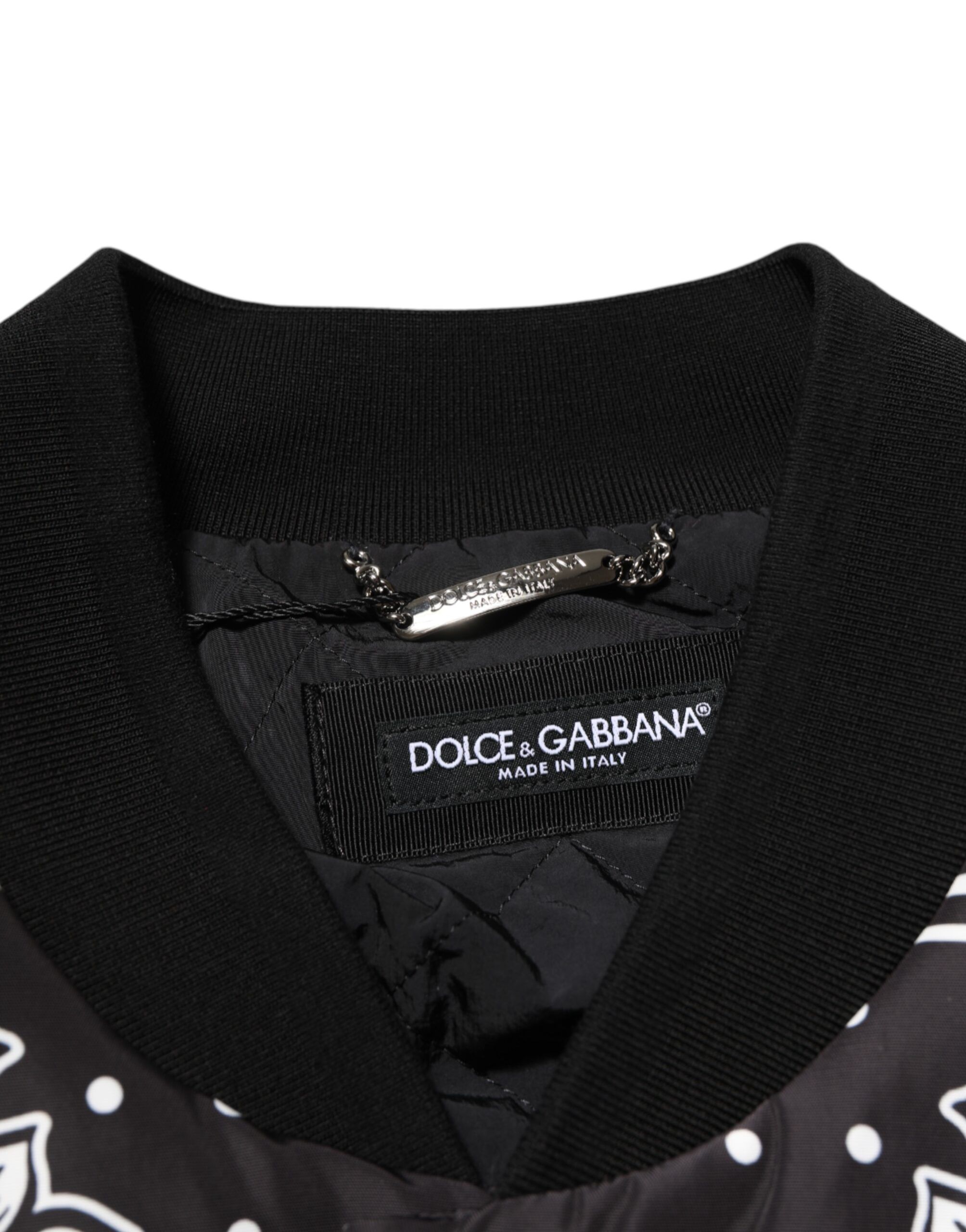 Black White Bandana Print Bomber Men's Jacket (Pre-Owned) - Dolce & Gabbana - Modalova