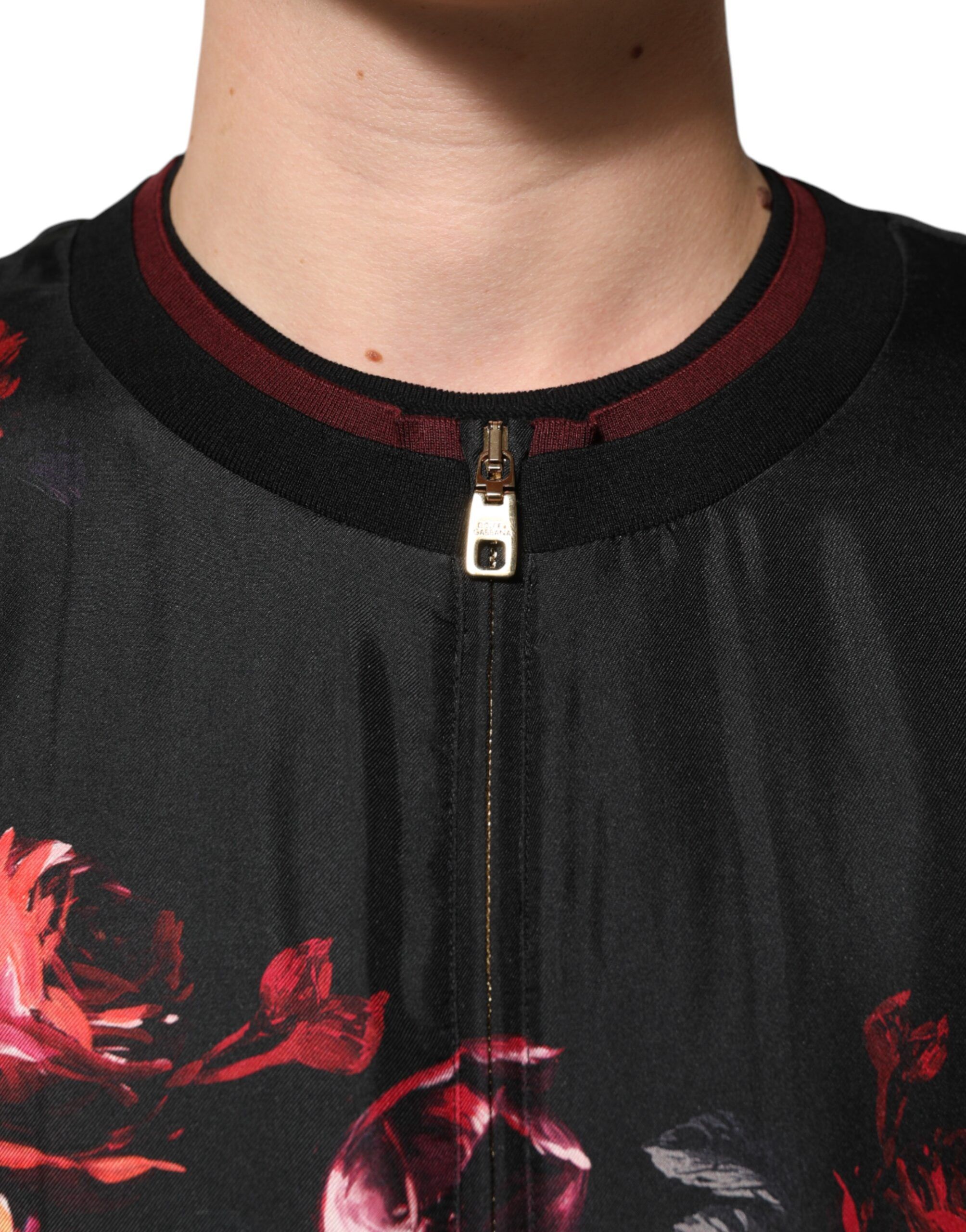 Black Red Floral Silk Bomber Blouson Men's Jacket (Pre-Owned) - Dolce & Gabbana - Modalova
