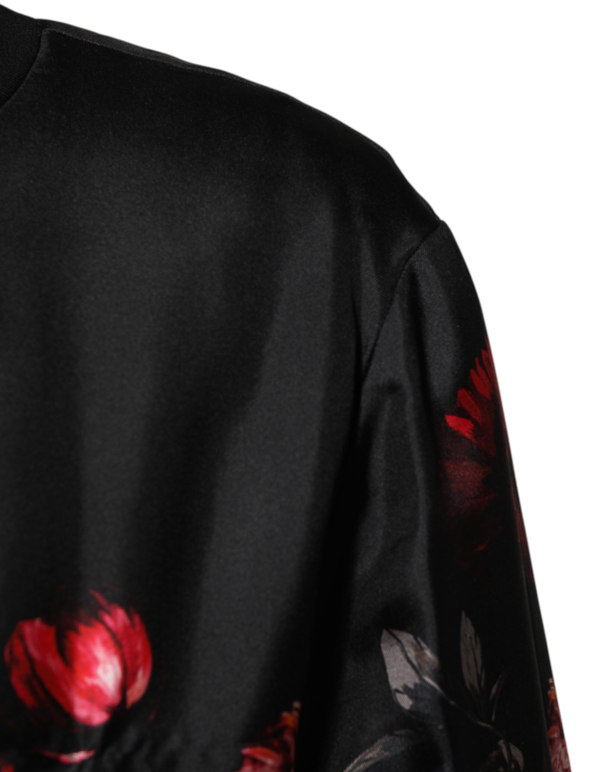 Black Red Floral Silk Bomber Blouson Men's Jacket (Pre-Owned) - Dolce & Gabbana - Modalova