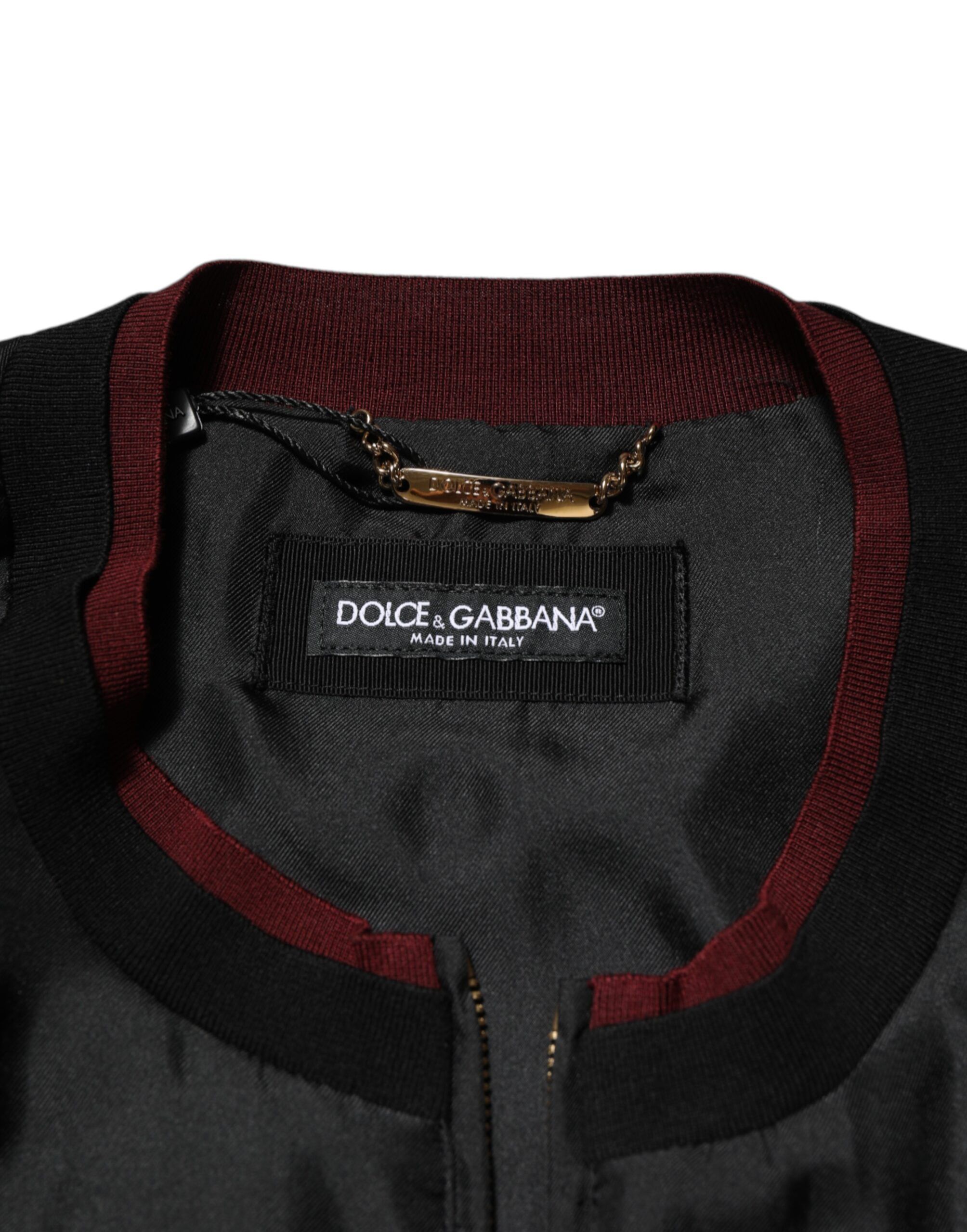 Black Red Floral Silk Bomber Blouson Men's Jacket (Pre-Owned) - Dolce & Gabbana - Modalova