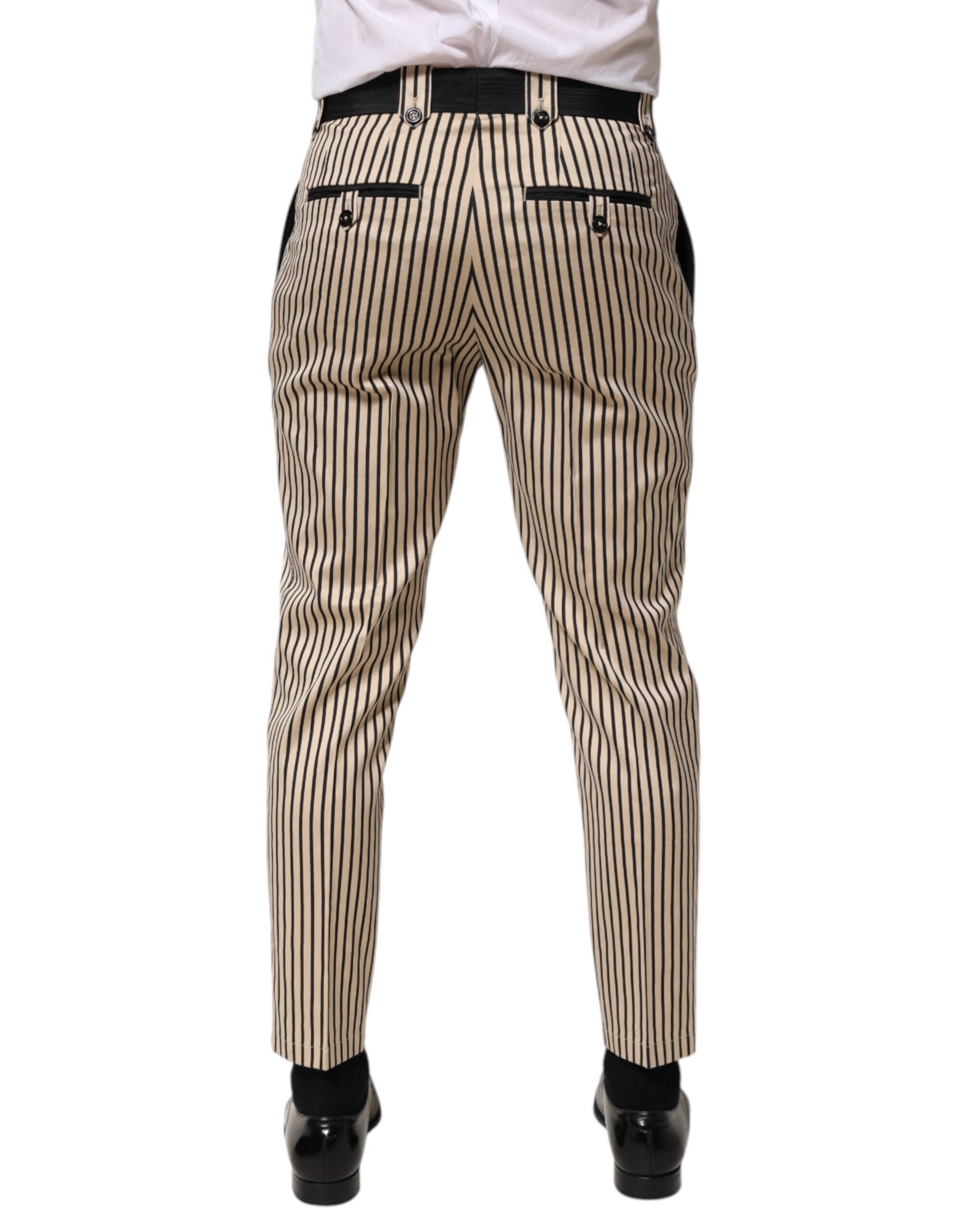 Black Striped Cotton Slim Fit Trousers Men's Pants - Dolce & Gabbana - Modalova