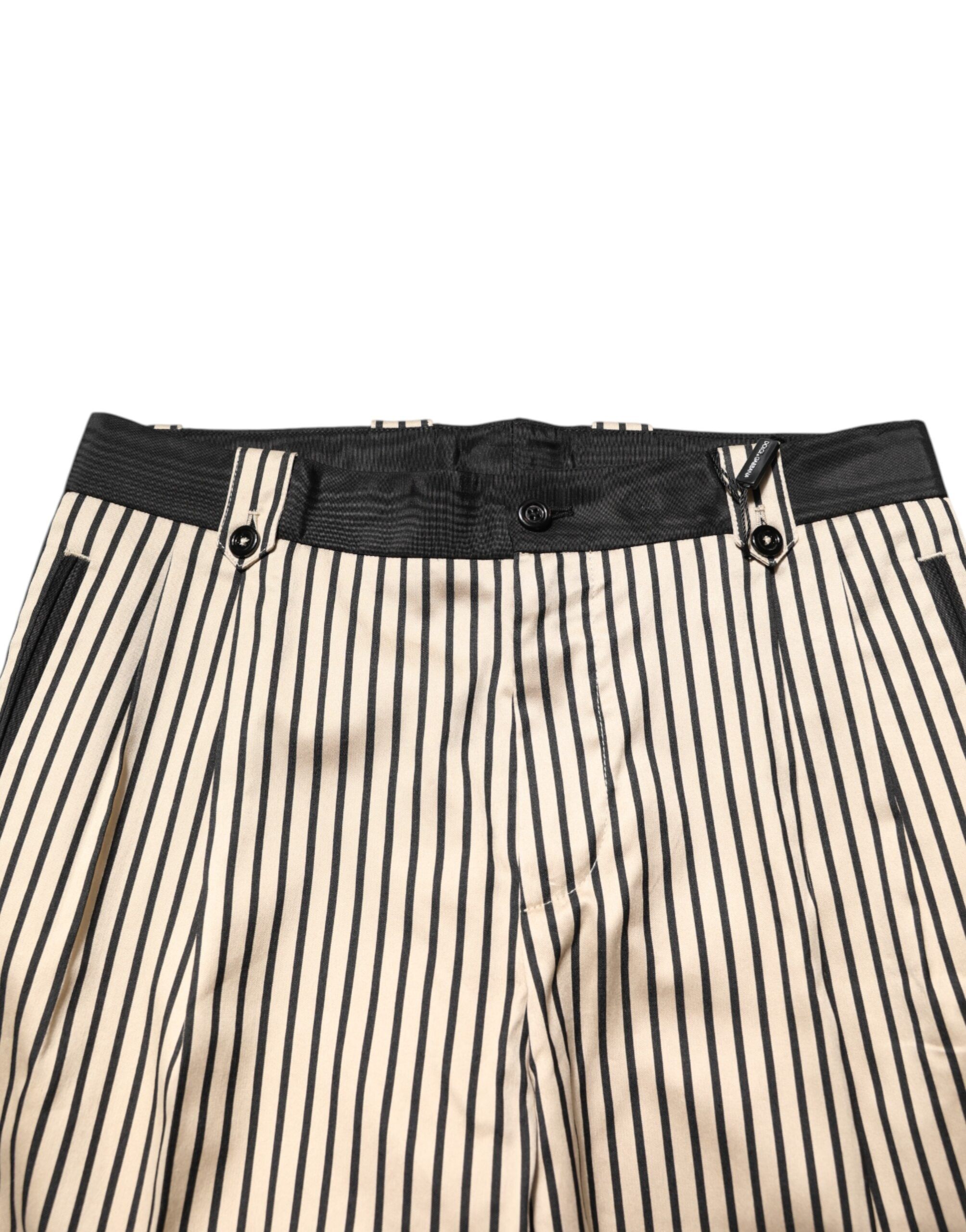 Black Striped Cotton Slim Fit Trousers Men's Pants - Dolce & Gabbana - Modalova