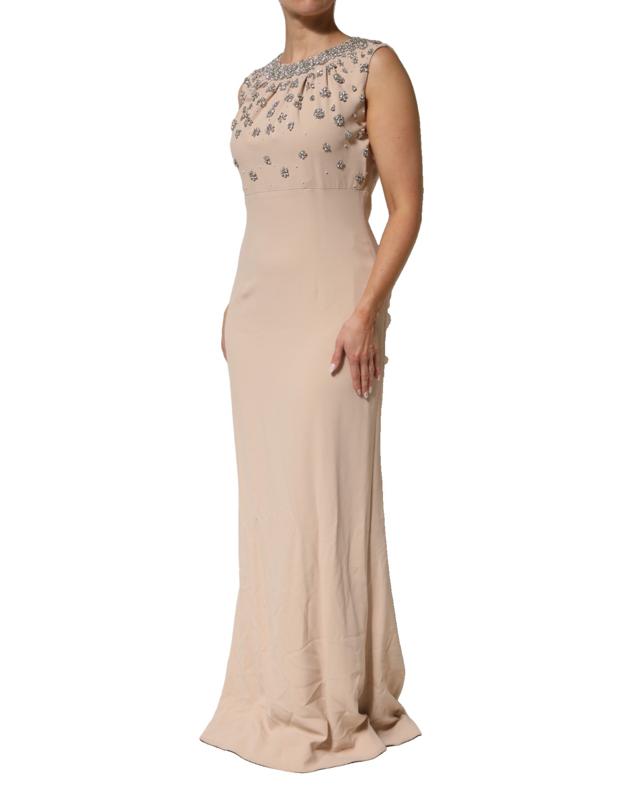 Ecru Beaded Crystal Embellished Women's Dress (Pre-Owned) - Dolce & Gabbana - Modalova