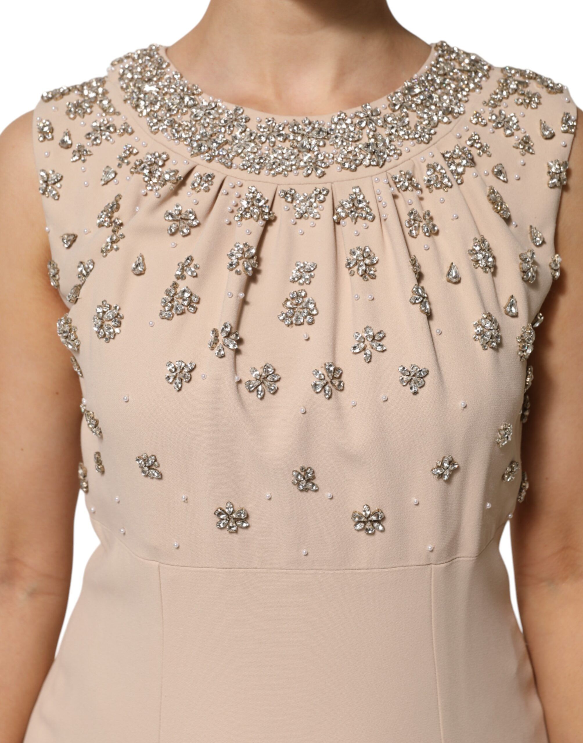 Ecru Beaded Crystal Embellished Women's Dress (Pre-Owned) - Dolce & Gabbana - Modalova