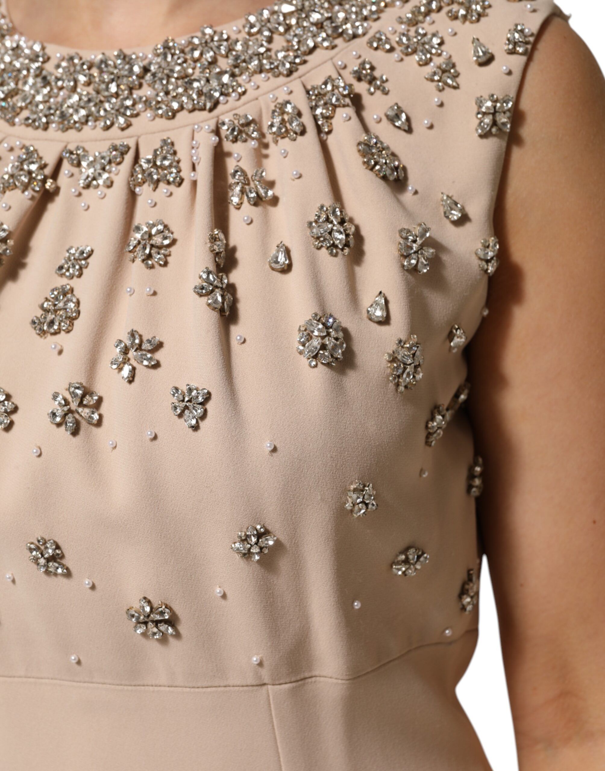 Ecru Beaded Crystal Embellished Women's Dress (Pre-Owned) - Dolce & Gabbana - Modalova