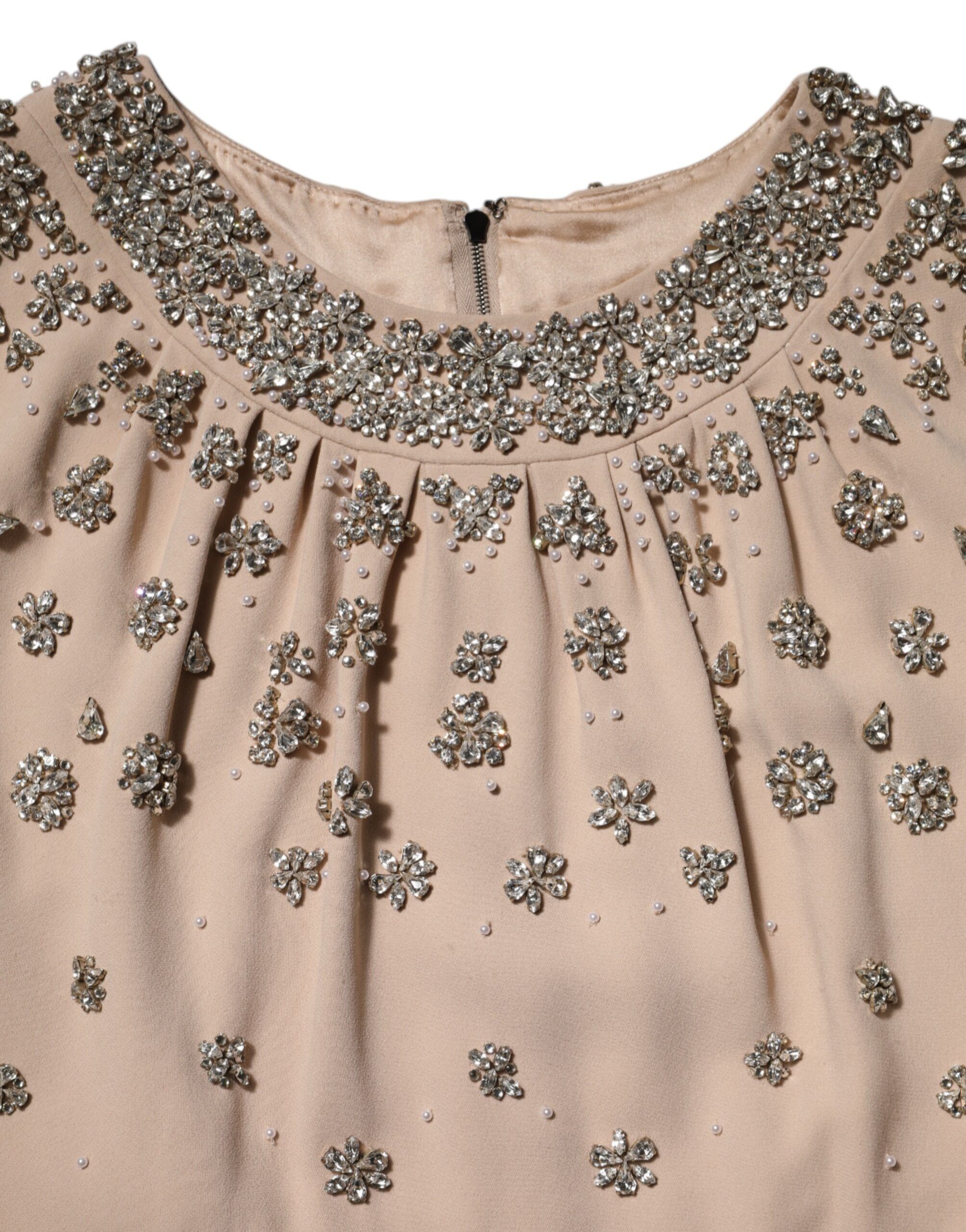 Ecru Beaded Crystal Embellished Women's Dress (Pre-Owned) - Dolce & Gabbana - Modalova