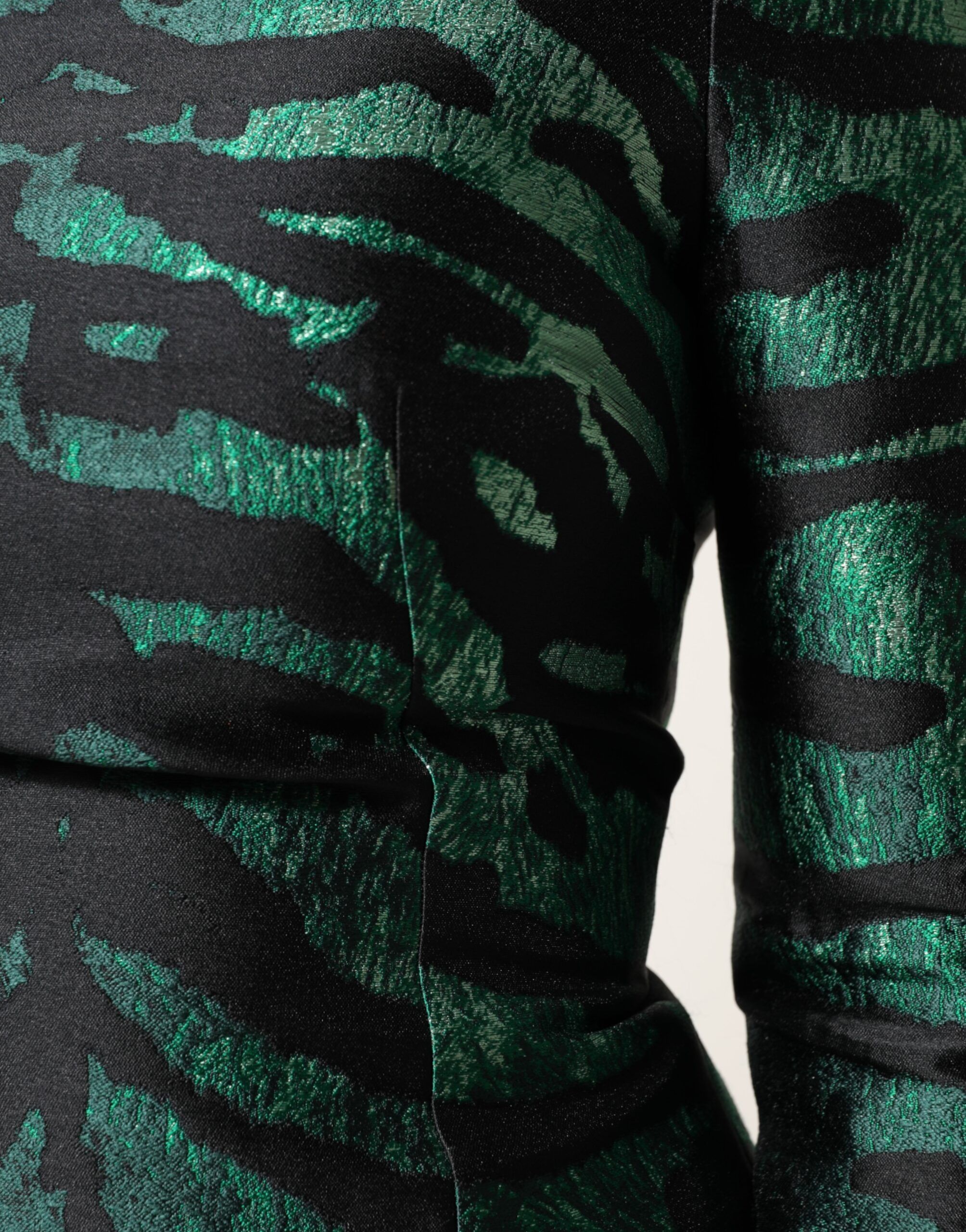 Black Green Metallic Jacquard Mini Long Women's Dress - Dolce & Gabbana - Modalova
