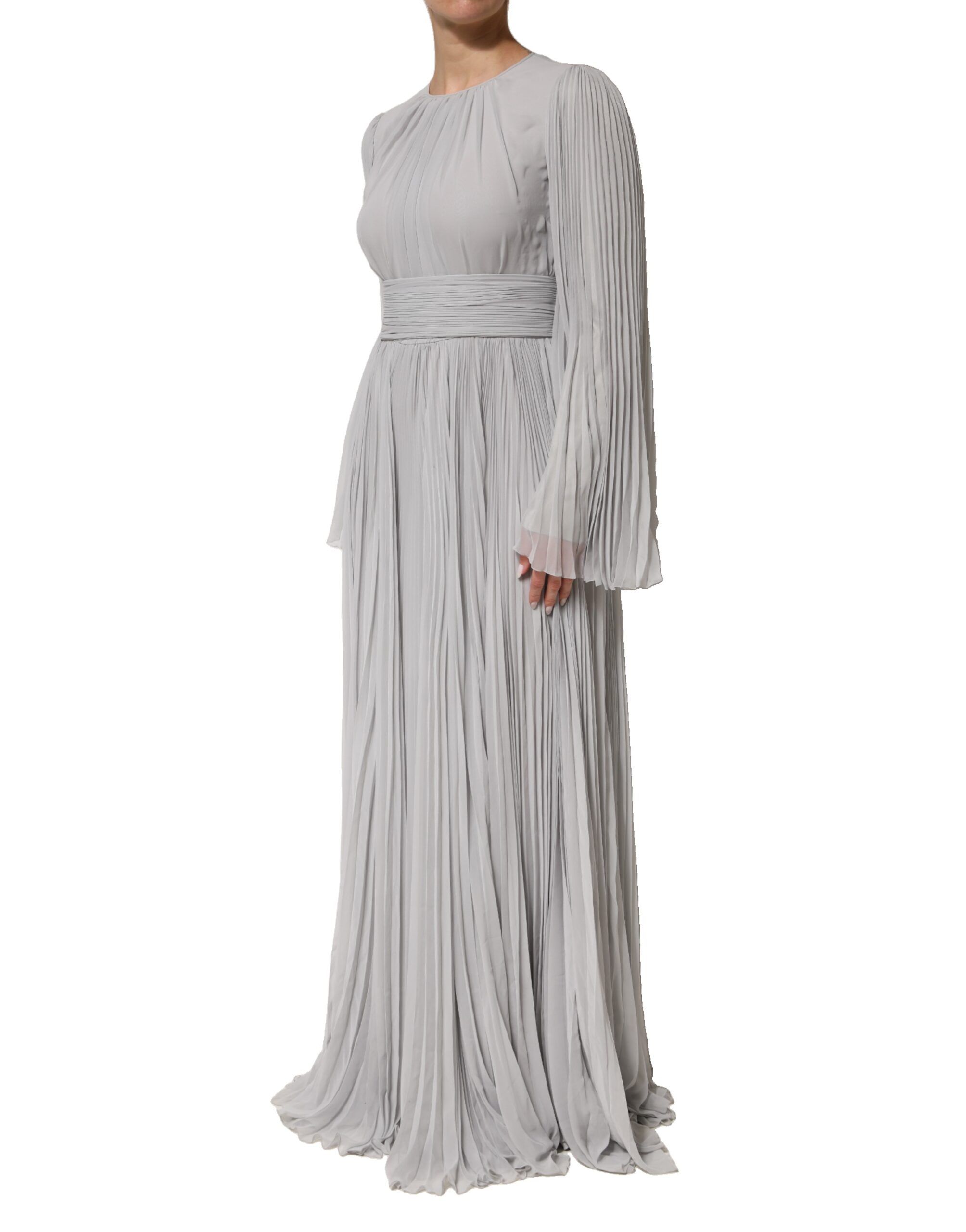 Pleated Maxi Long Sleeve Silk Blend Gown Women's Dress (Pre-Owned) - Dolce & Gabbana - Modalova
