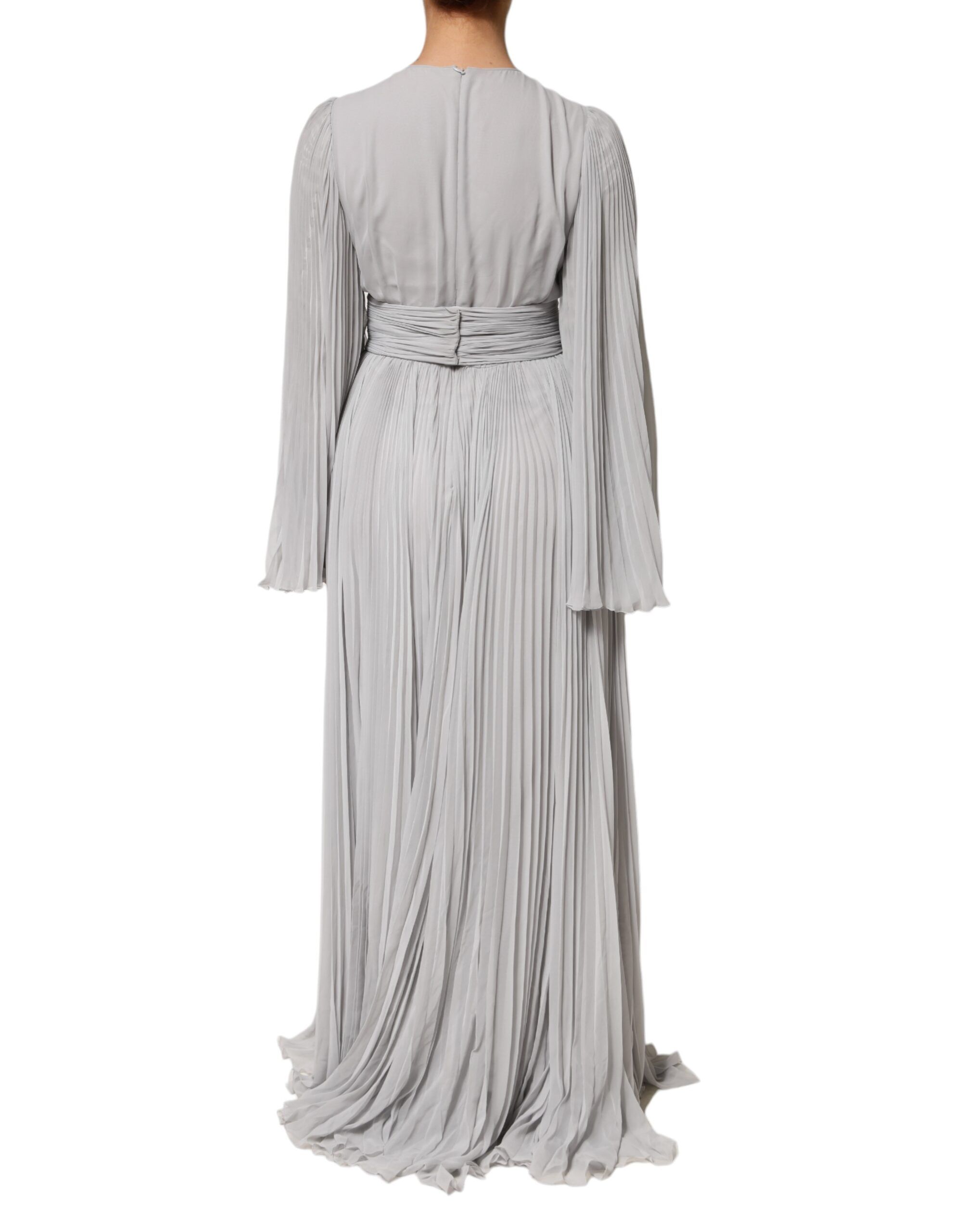 Pleated Maxi Long Sleeve Silk Blend Gown Women's Dress (Pre-Owned) - Dolce & Gabbana - Modalova