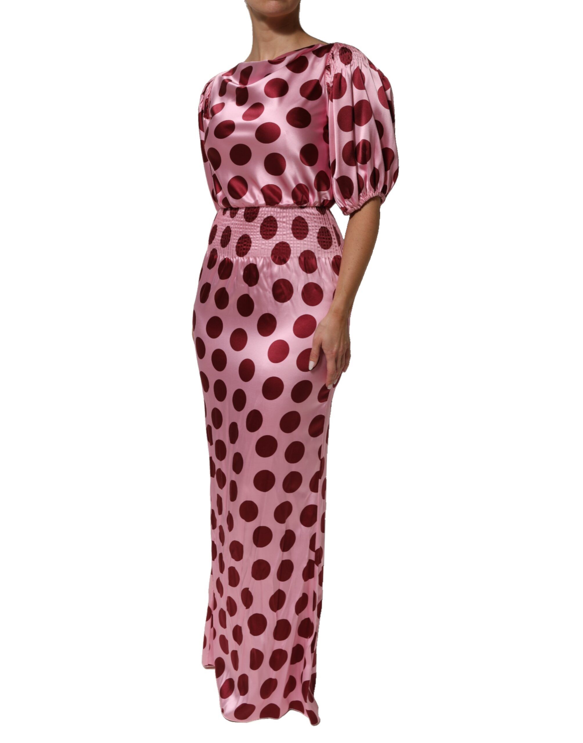 Red Polka Dot Silk Satin Maxi Gown Women's Dress - Dolce & Gabbana - Modalova