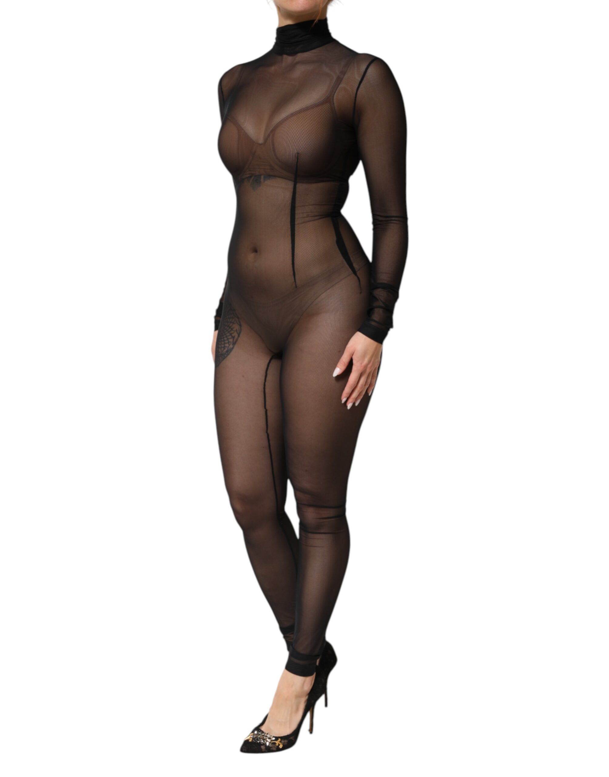 Sheer Mesh Long Sleeve Jumpsuit Bodysuit Women's Dress (Pre-Owned) - Dolce & Gabbana - Modalova