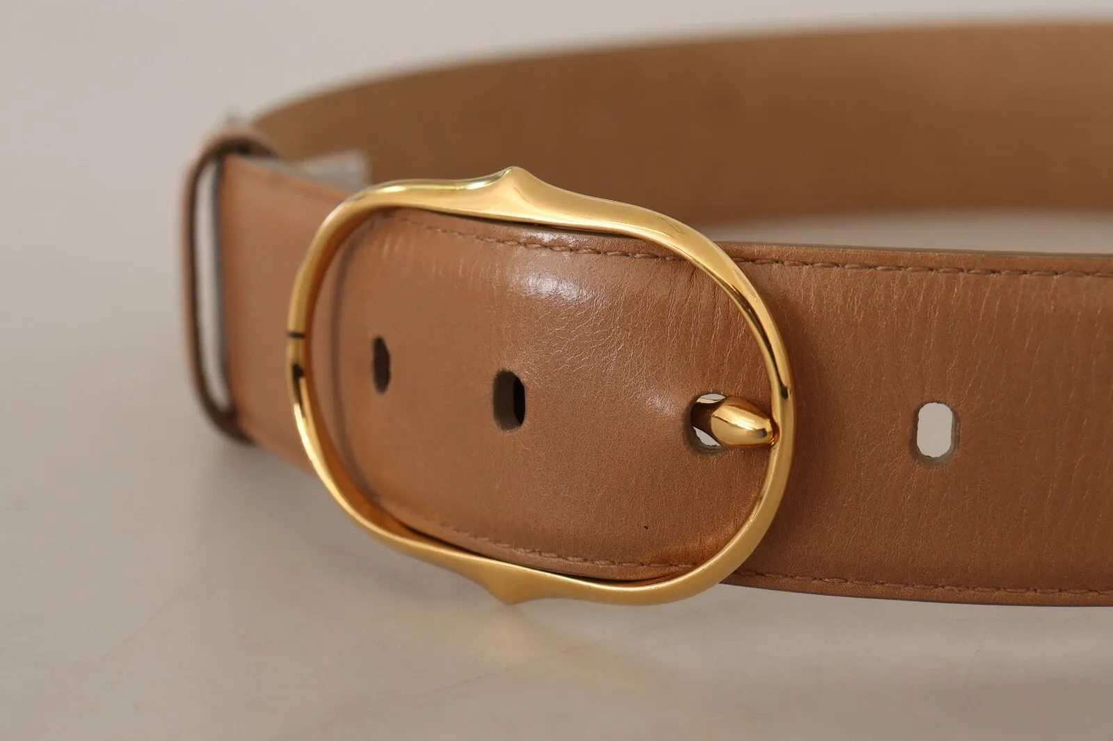 Leather Gold Metal Oval Buckle Women's Belt - Dolce & Gabbana - Modalova