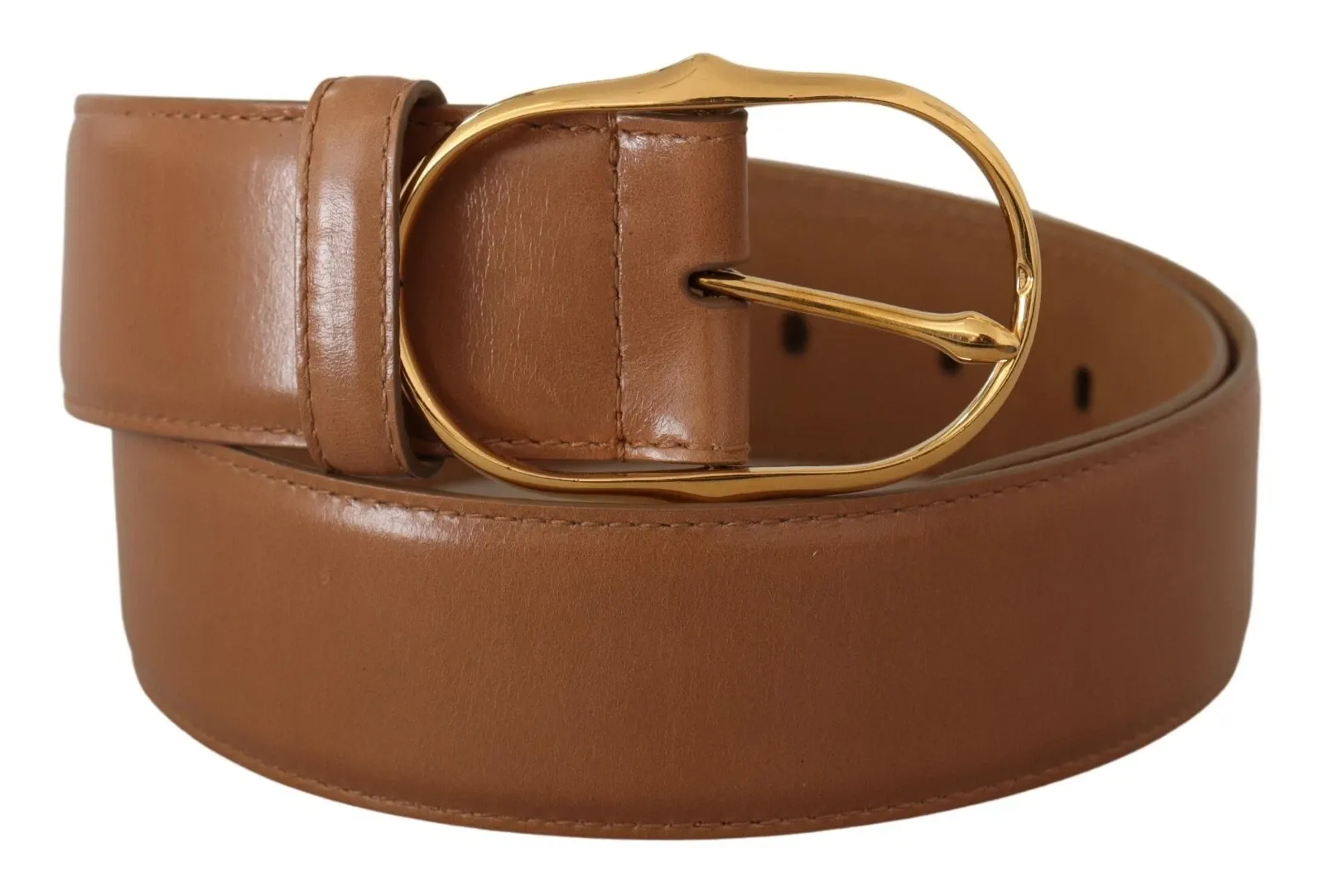 Leather Gold Metal Oval Buckle Women's Belt - Dolce & Gabbana - Modalova