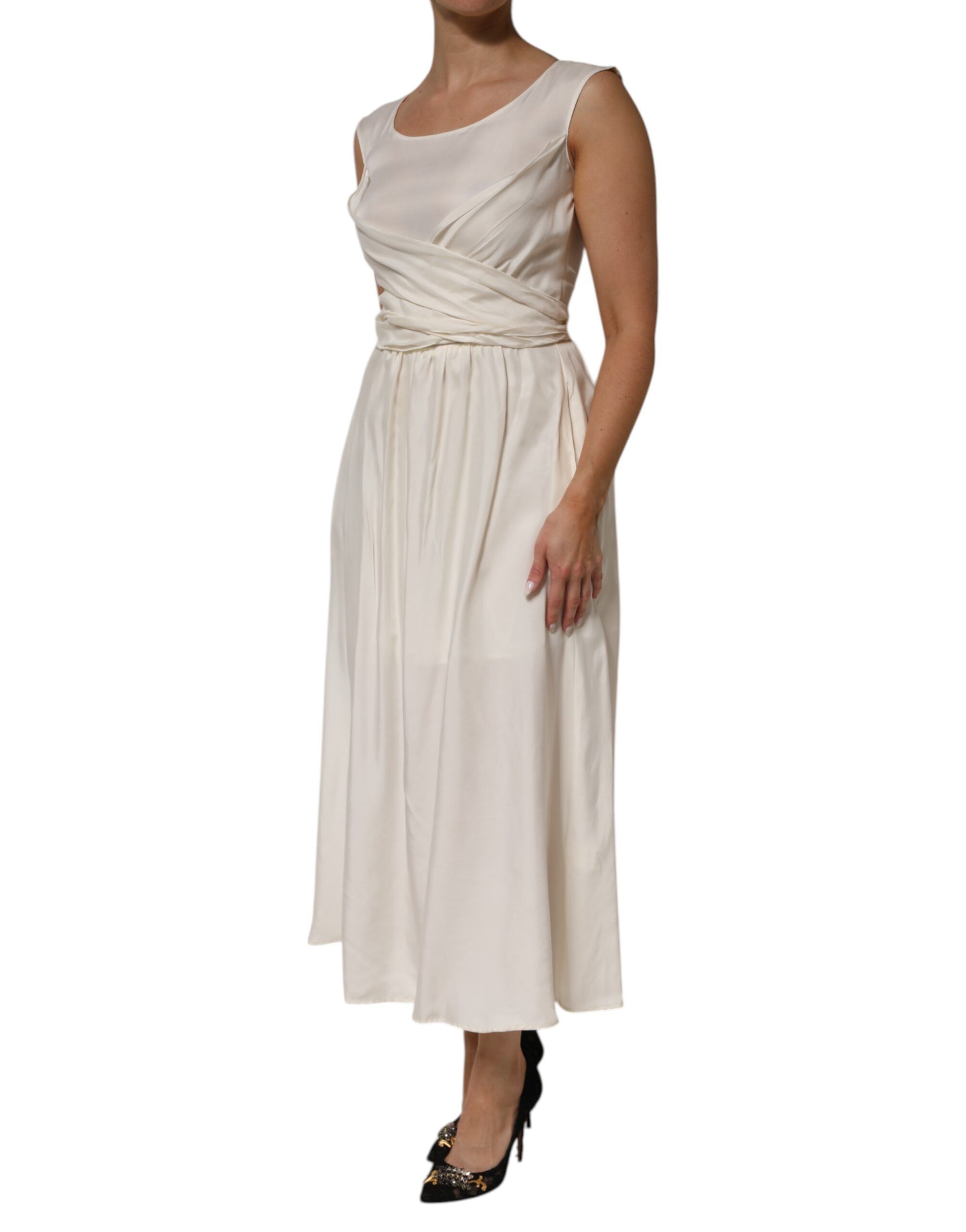 Ivory White Sleeveless Maxi Cupro Viscose Women's Dress (Pre-Owned) - L'Autre Chose - Modalova