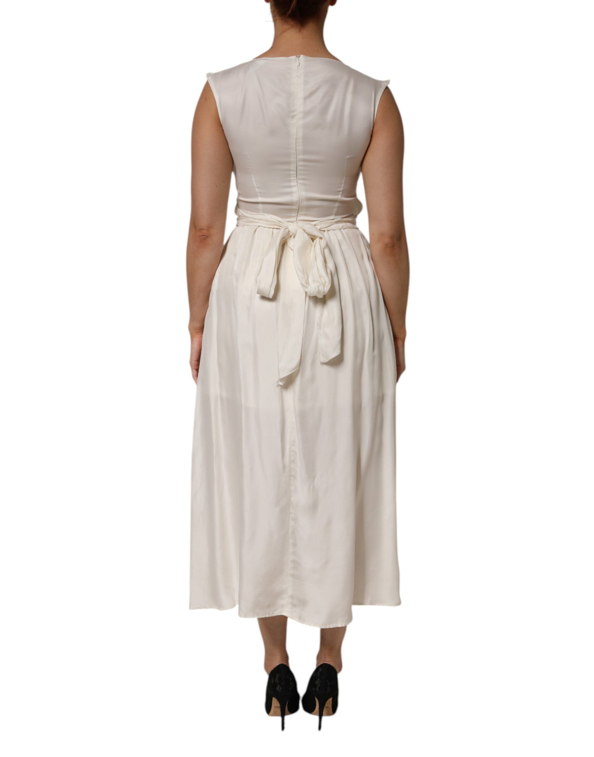 Ivory White Sleeveless Maxi Cupro Viscose Women's Dress (Pre-Owned) - L'Autre Chose - Modalova