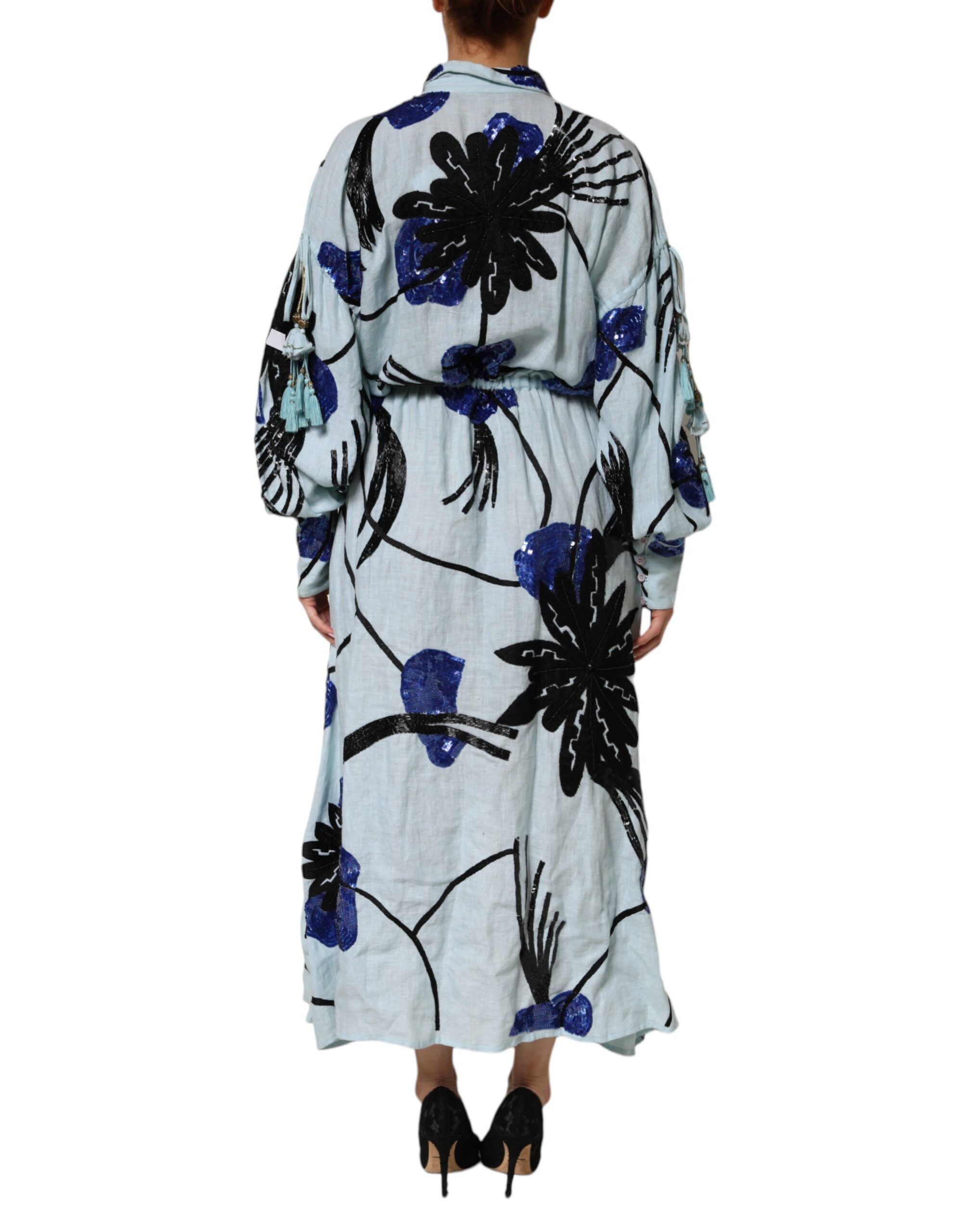 Blue Sequin Embellished Shirt Maxi Women's Dress (Pre-Owned) - Christian Pellizzari - Modalova