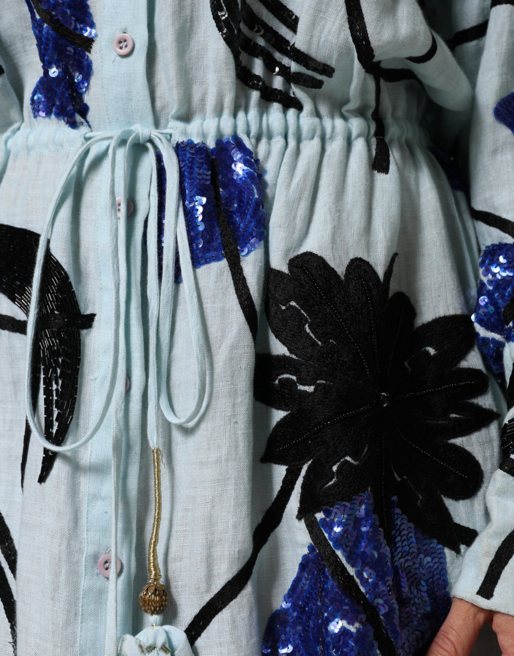Blue Sequin Embellished Shirt Maxi Women's Dress (Pre-Owned) - Christian Pellizzari - Modalova