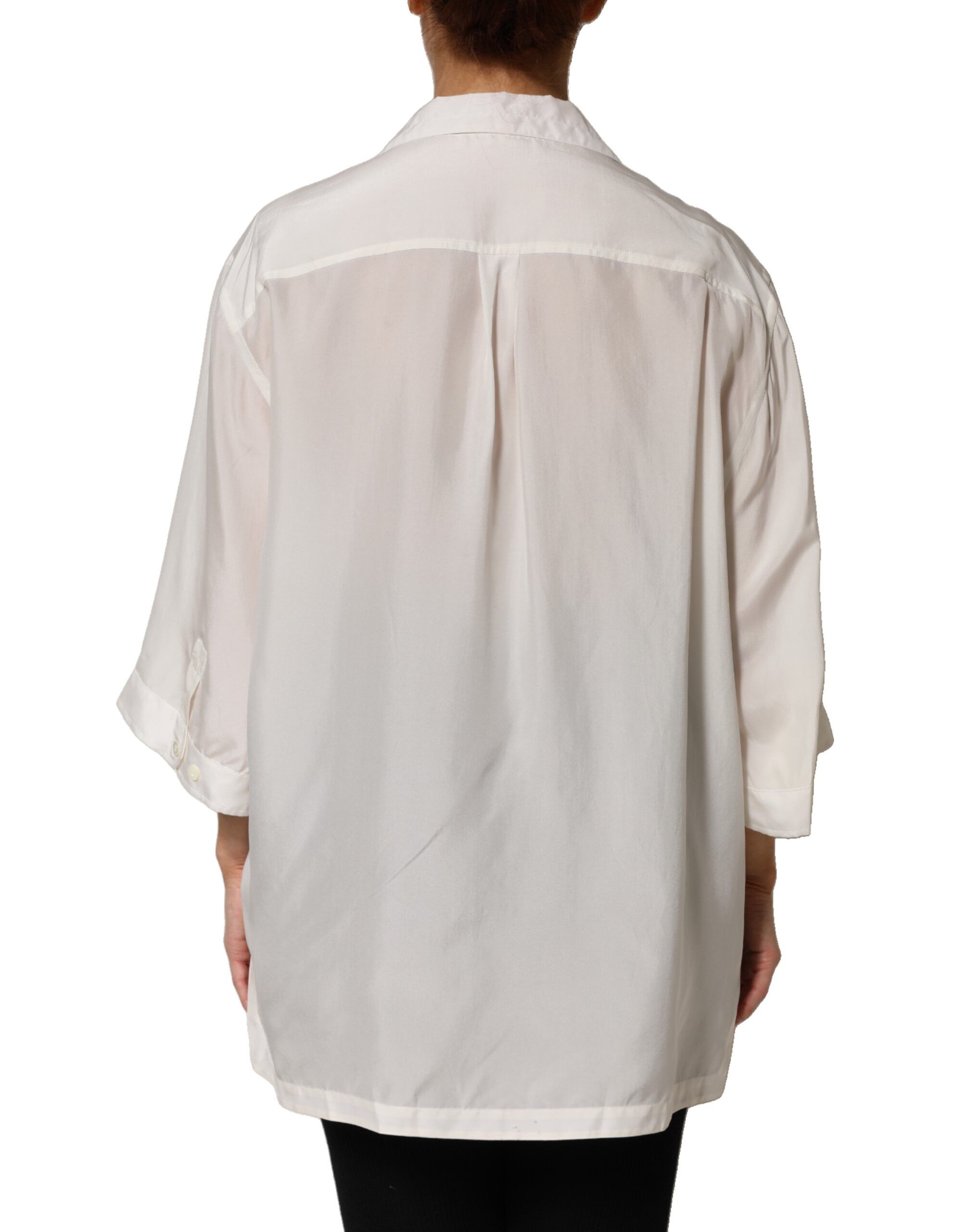 Silk Collared 3/4 Sleeves Blouse Women's Top - Dolce & Gabbana - Modalova