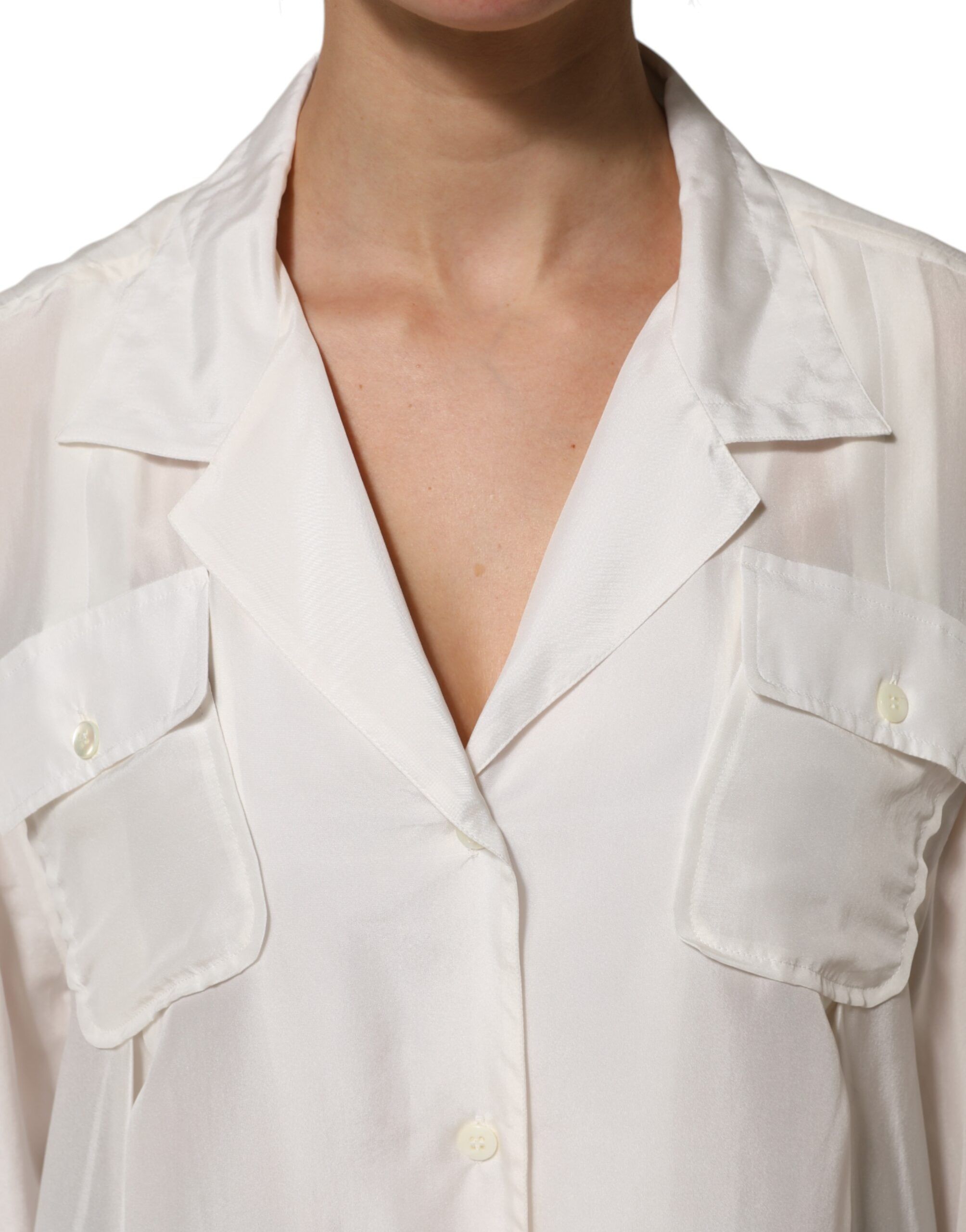 Silk Collared 3/4 Sleeves Blouse Women's Top - Dolce & Gabbana - Modalova