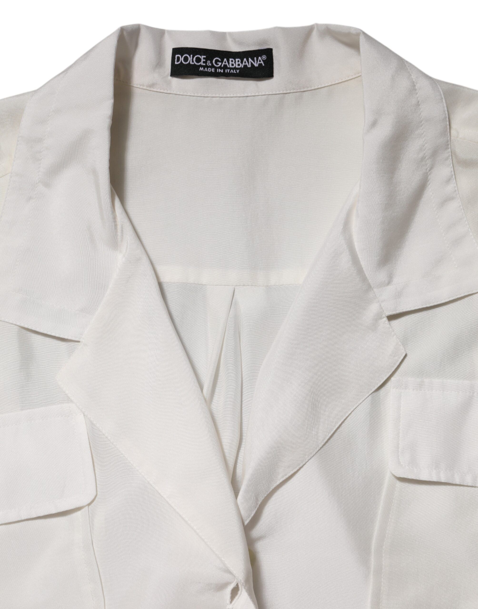 Silk Collared 3/4 Sleeves Blouse Women's Top - Dolce & Gabbana - Modalova
