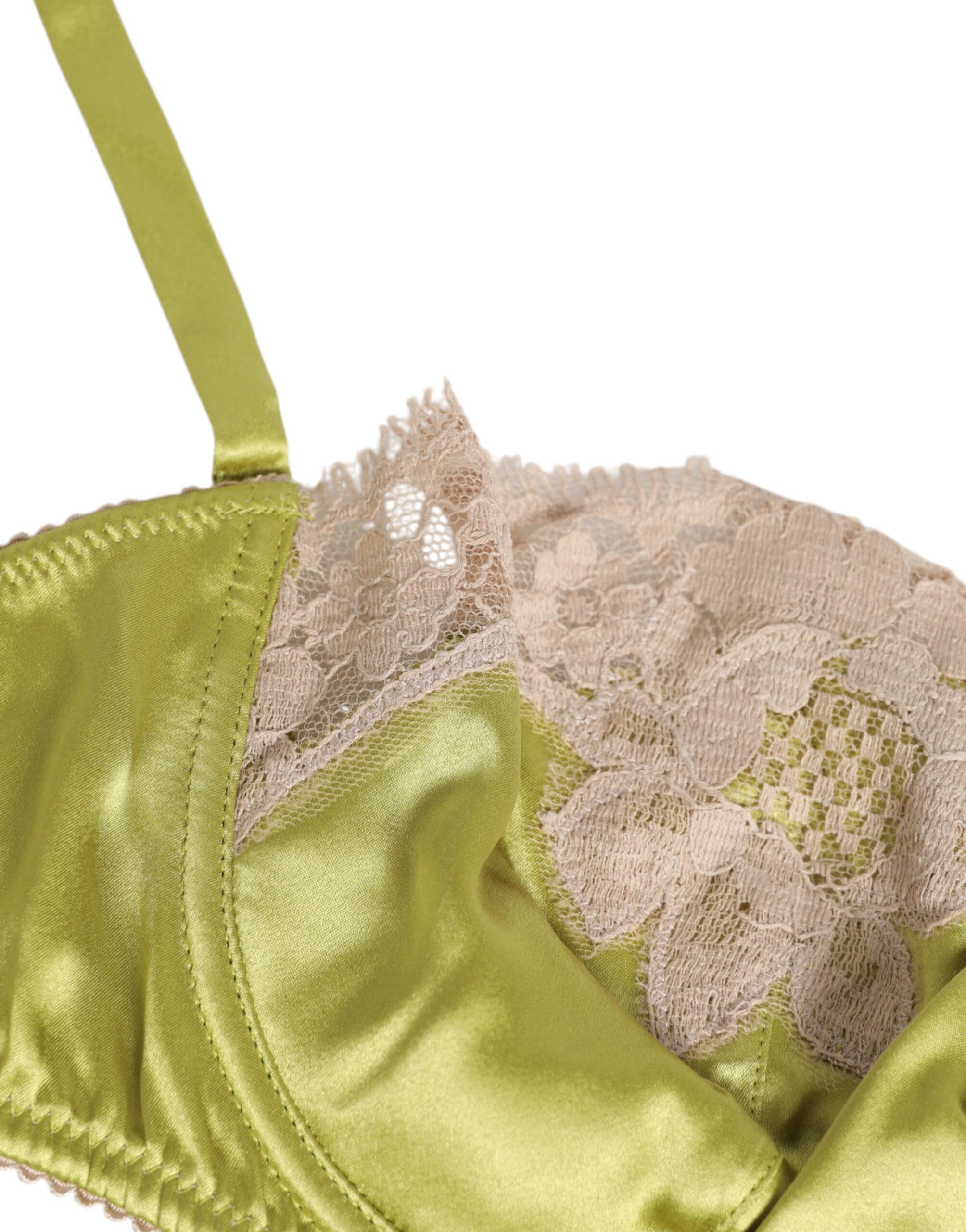 Green Silk Satin Lace Padded Balconnet Women's Underwear - Dolce & Gabbana - Modalova