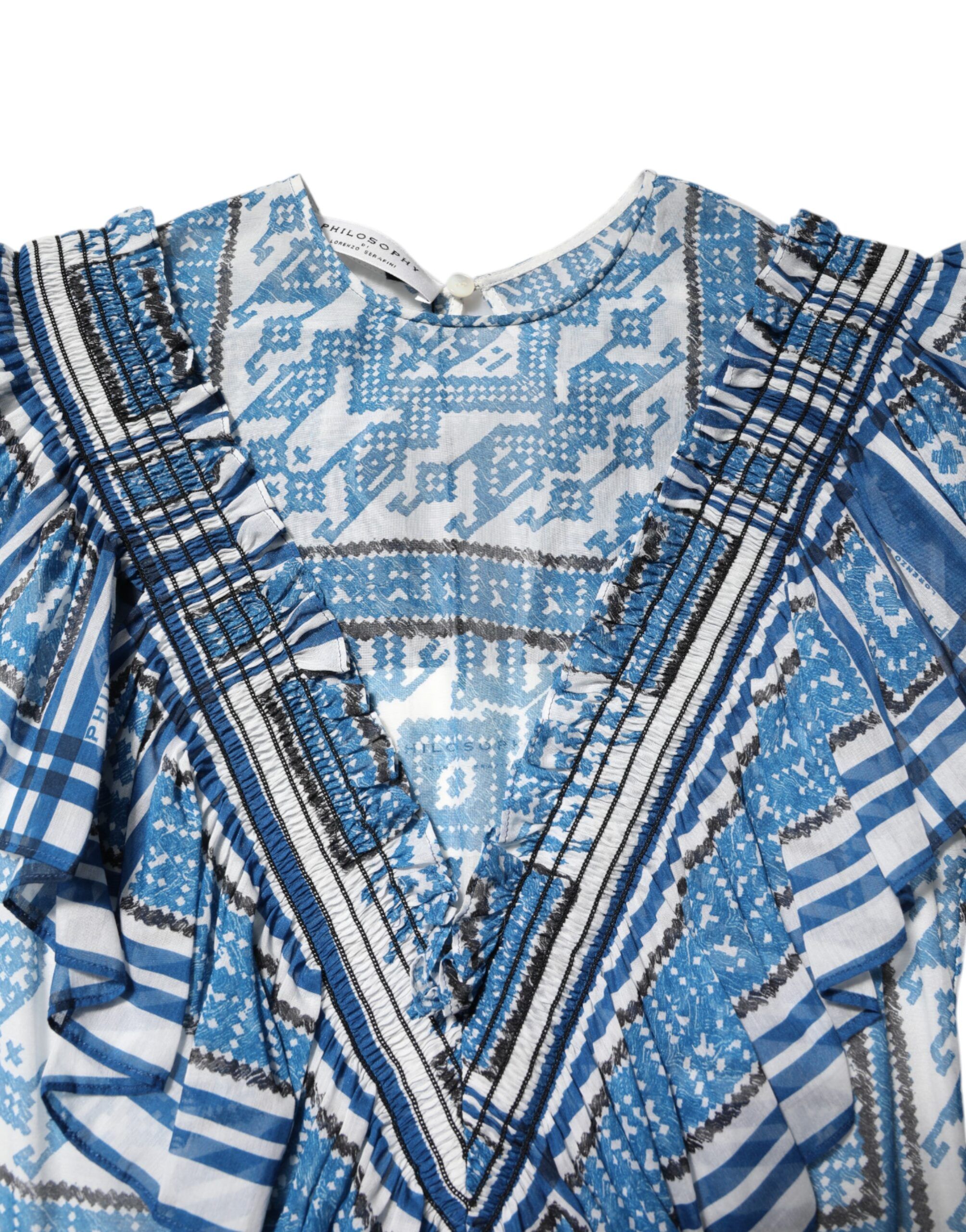 Patterned Layered Short Sleeves Mini Women's Dress - Philosophy di Lorenzo Serafini - Modalova