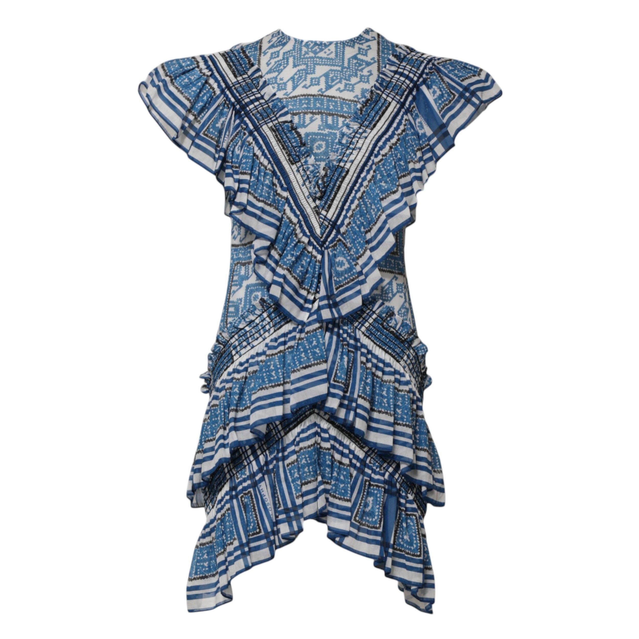 Patterned Layered Short Sleeves Mini Women's Dress - Philosophy di Lorenzo Serafini - Modalova