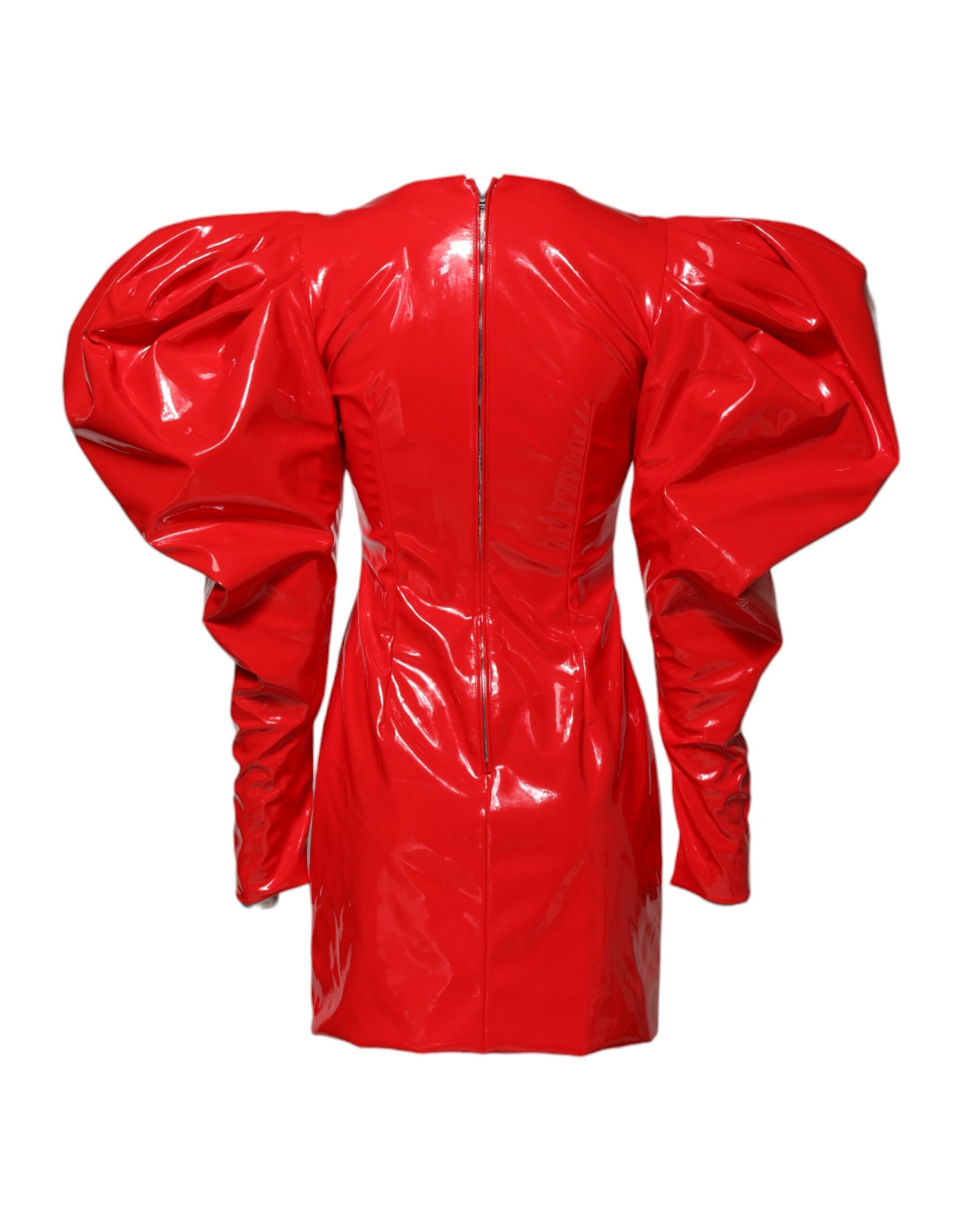 Patent Leather Puff Sleeves Mini Women's Dress - Dolce & Gabbana - Modalova