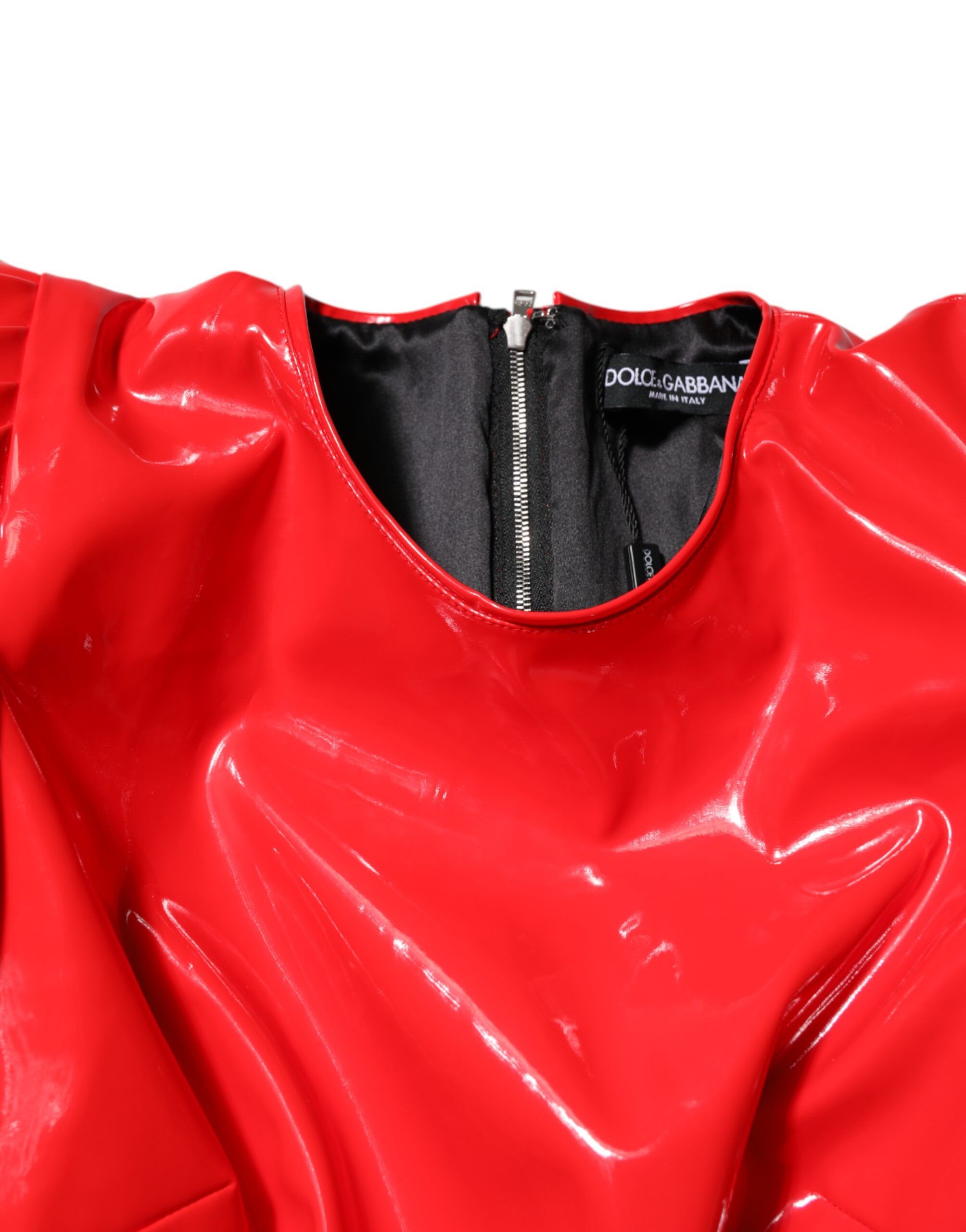 Patent Leather Puff Sleeves Mini Women's Dress - Dolce & Gabbana - Modalova