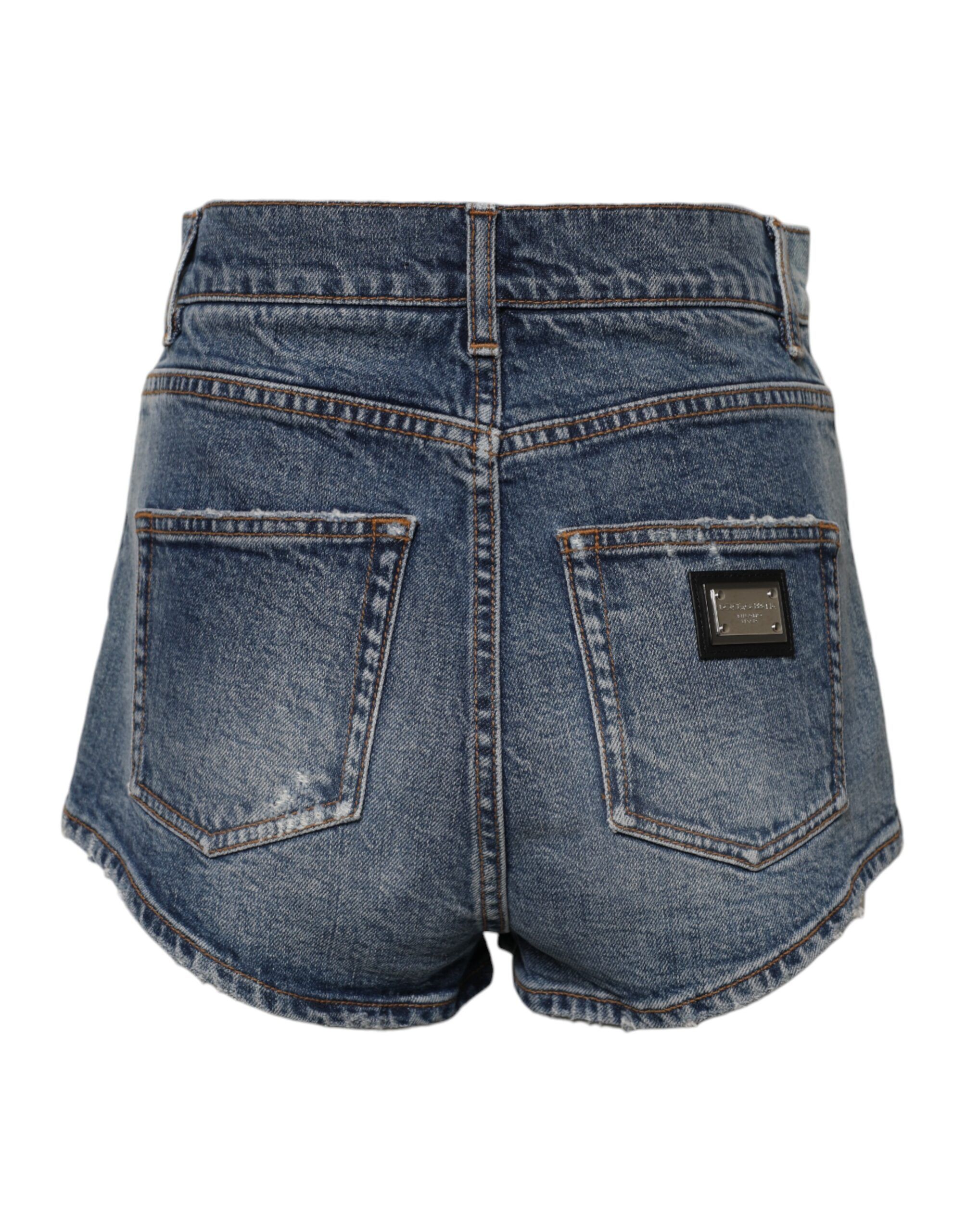 Tattered Denim Cotton Hot Pants Women's Shorts - Dolce & Gabbana - Modalova