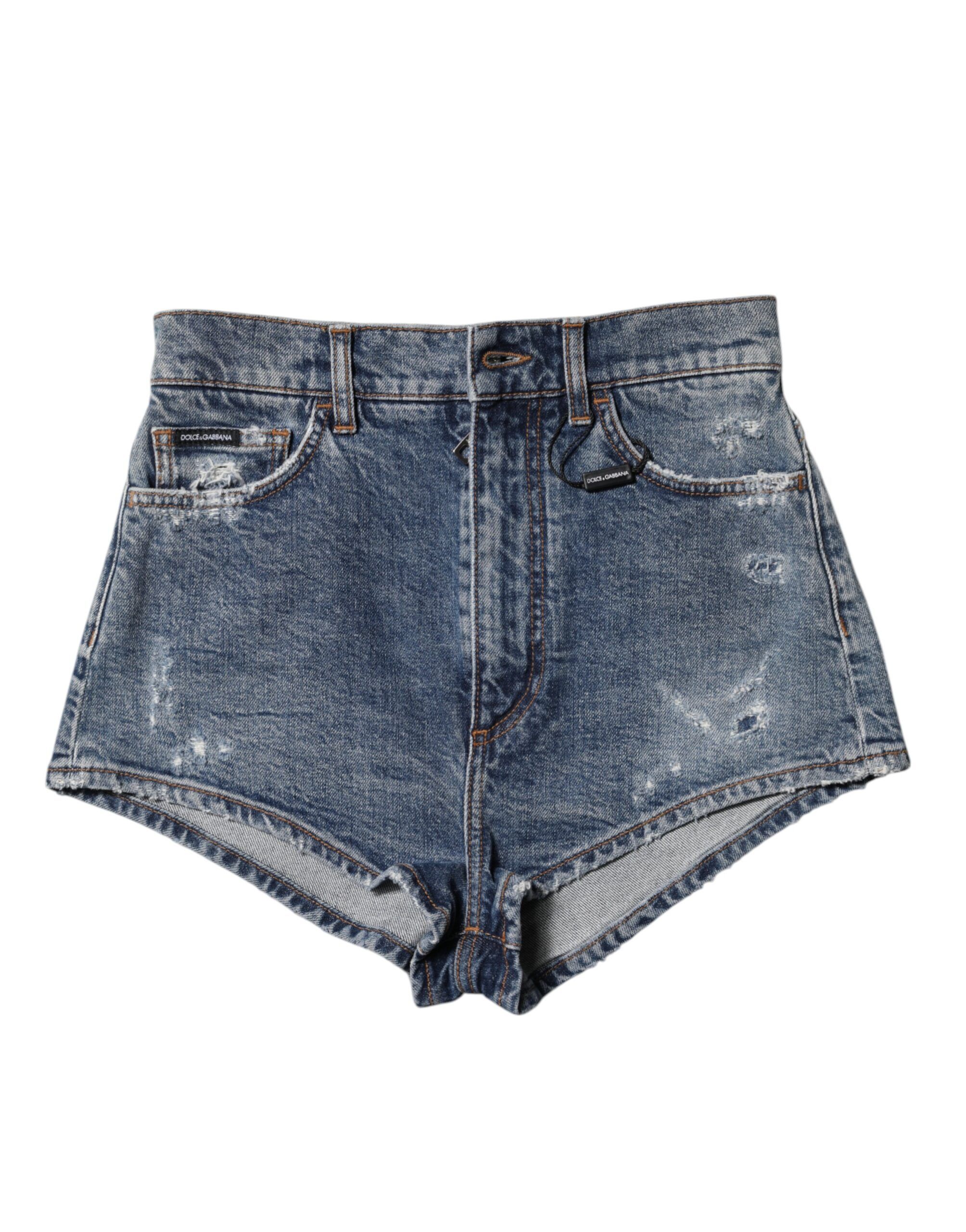 Tattered Denim Cotton Hot Pants Women's Shorts - Dolce & Gabbana - Modalova