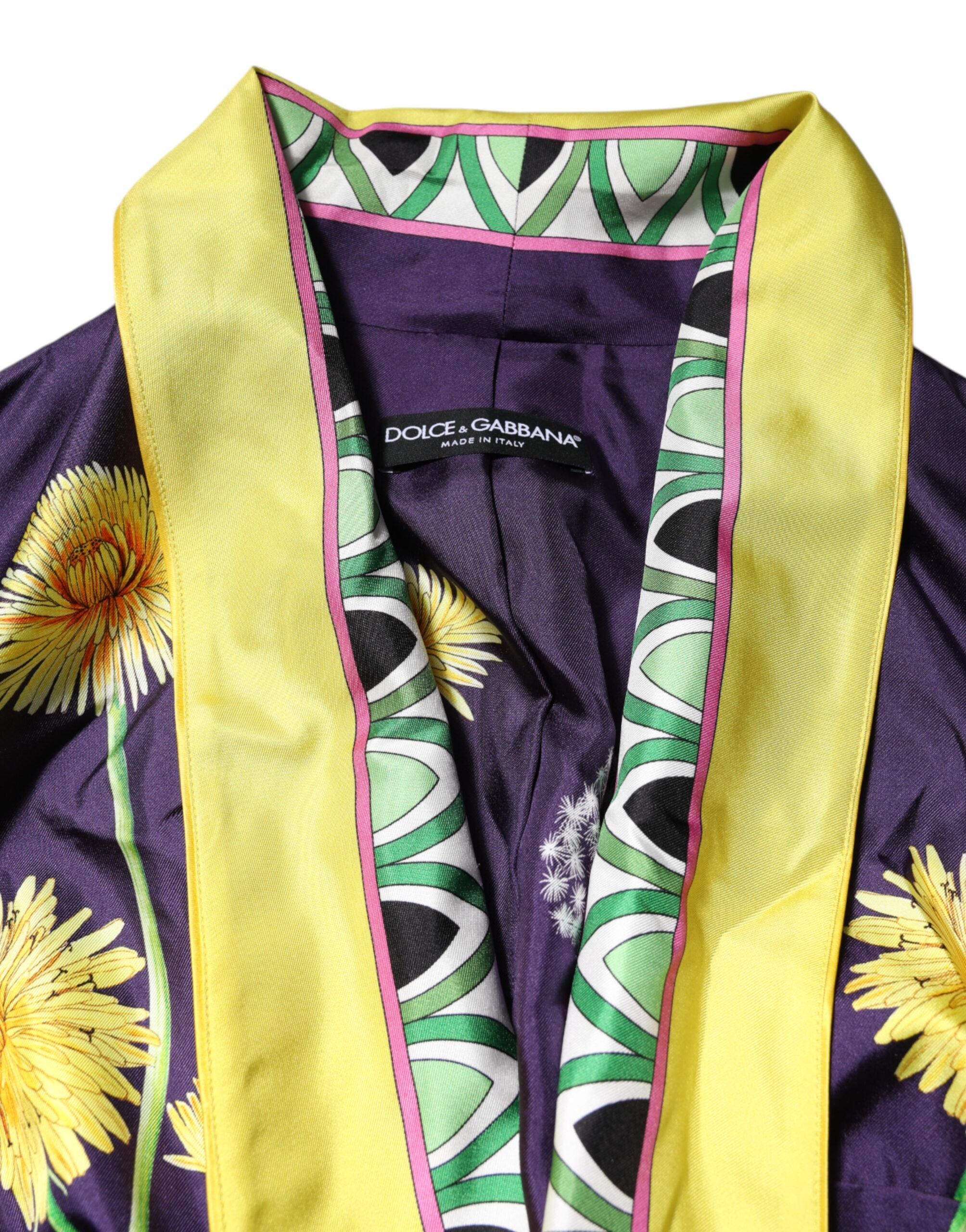 Floral Print Silk Long Sleeves Wrap Women's Robe (Pre-Owned) - Dolce & Gabbana - Modalova