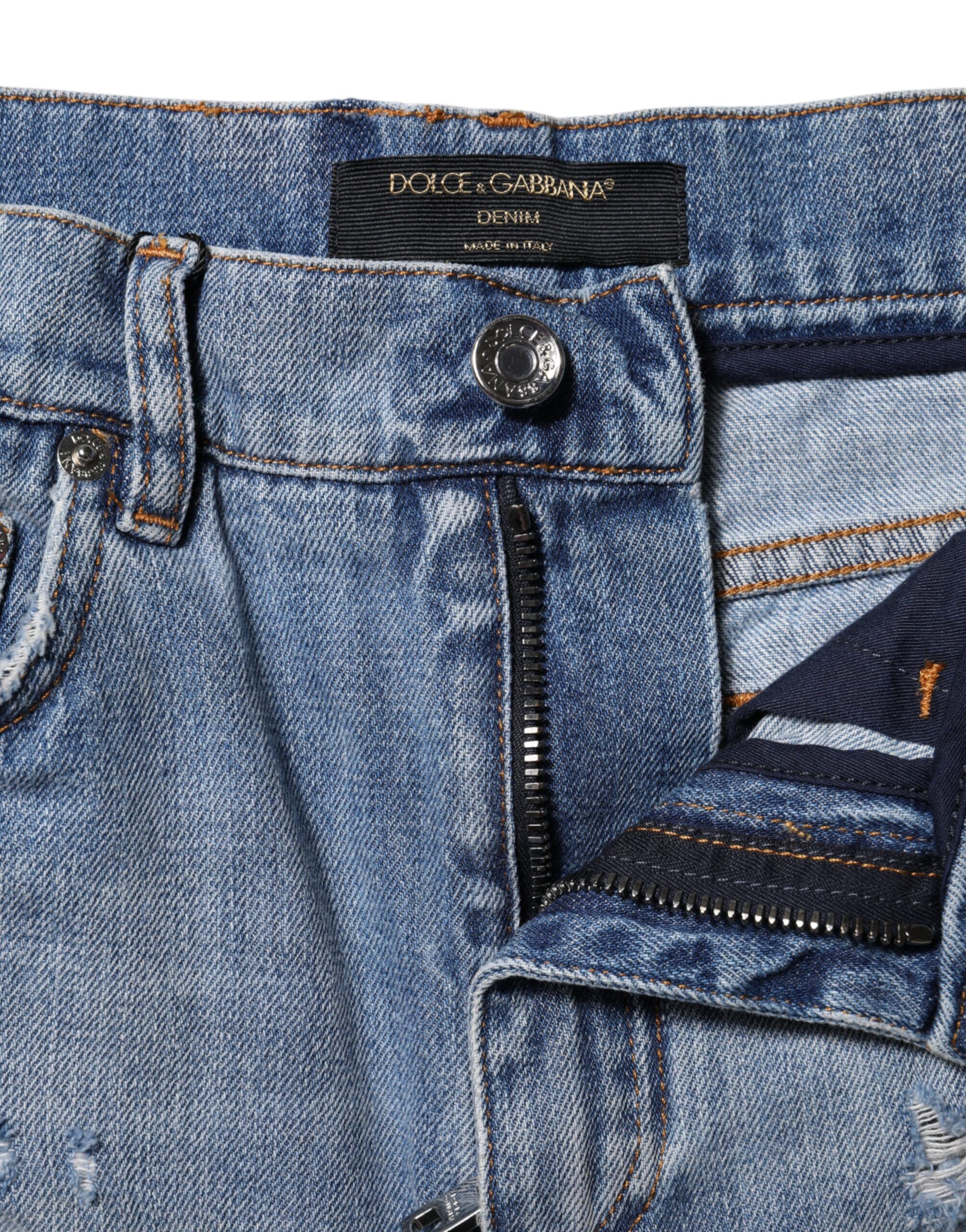 Logo Plaque Denim Cotton Hot Pants Women's Shorts - Dolce & Gabbana - Modalova
