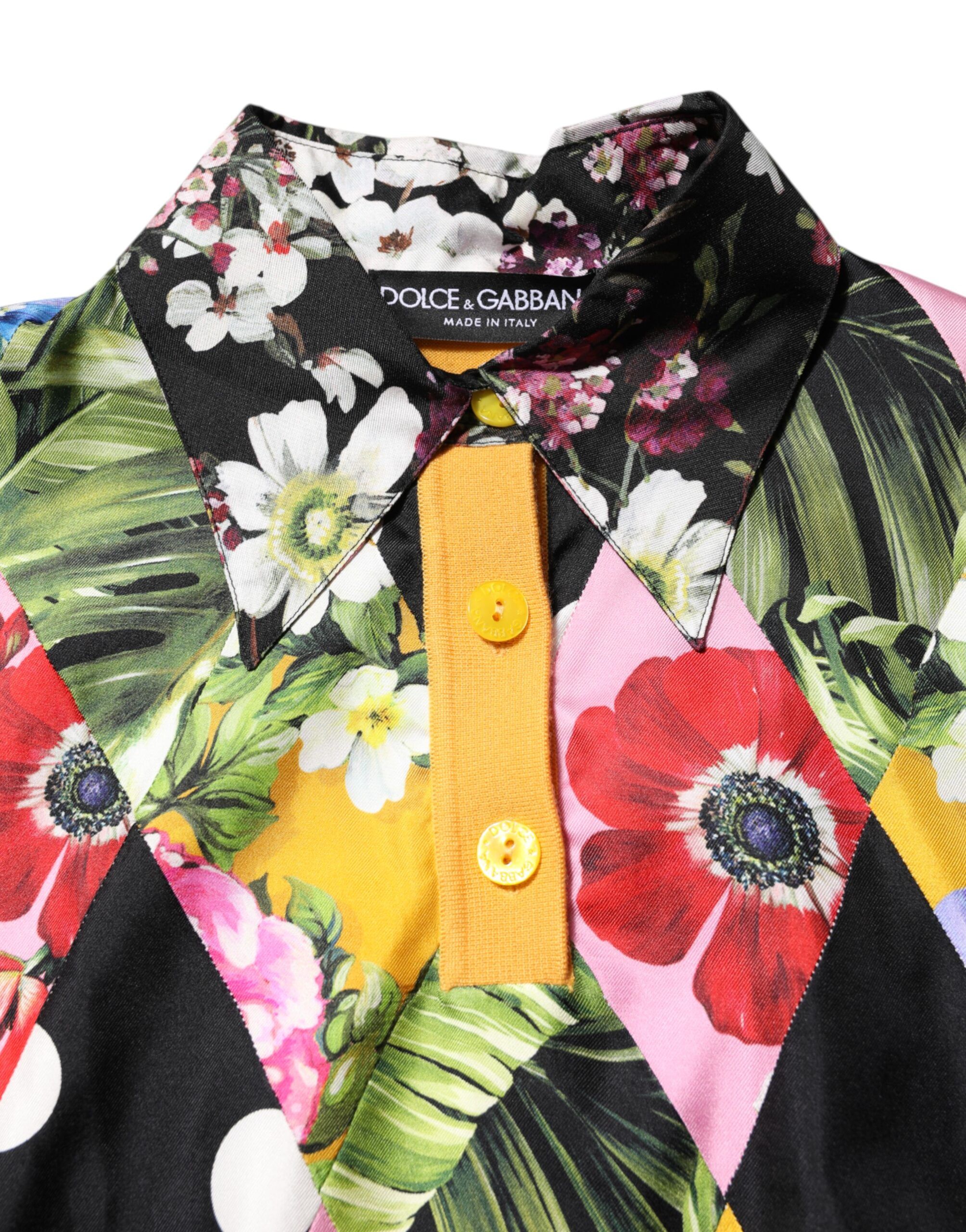 Floral Long Sleeves Polo Women's Top - Dolce & Gabbana - Modalova