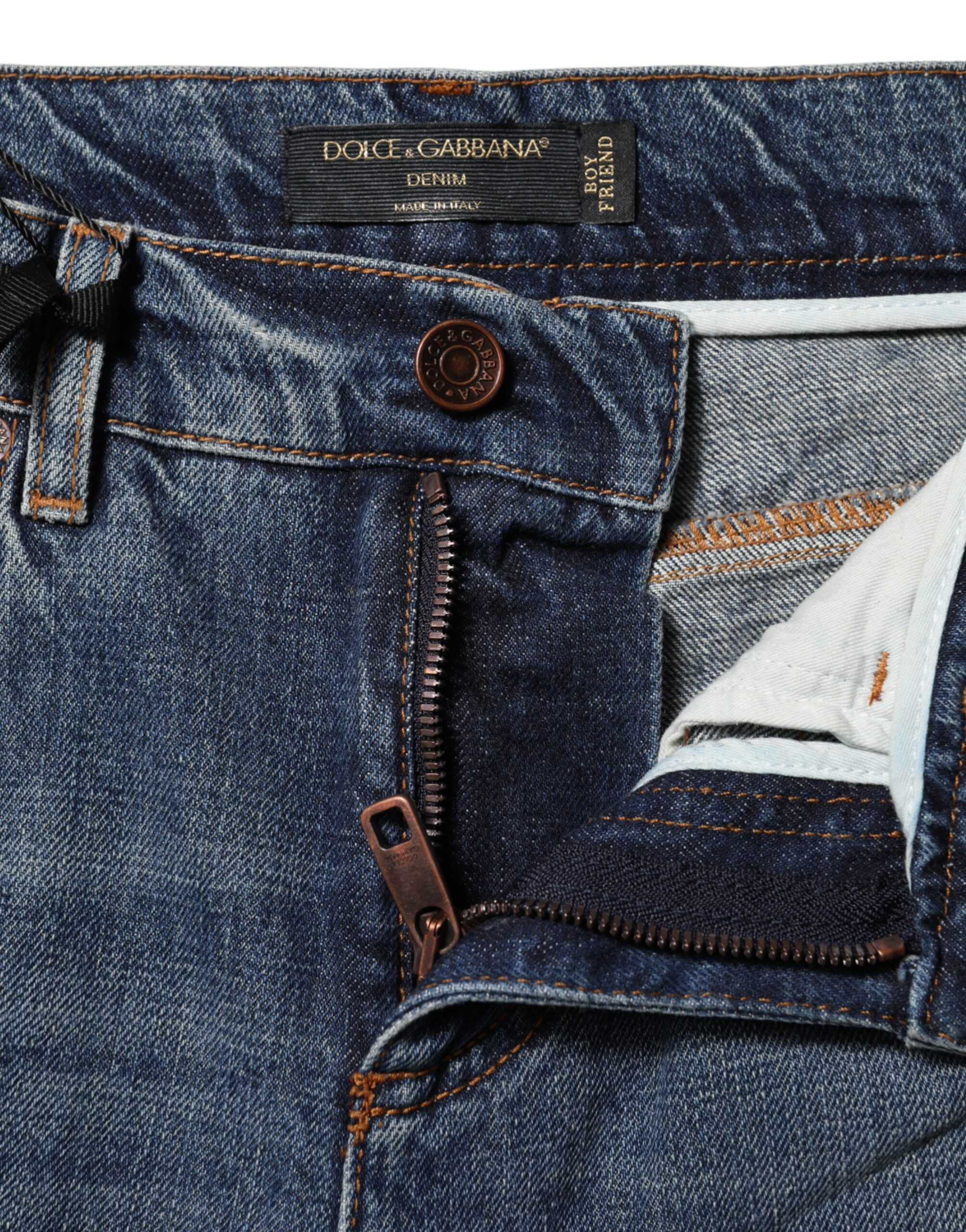 Cotton Tattered Mid Waist Denim Women's Jeans - Dolce & Gabbana - Modalova