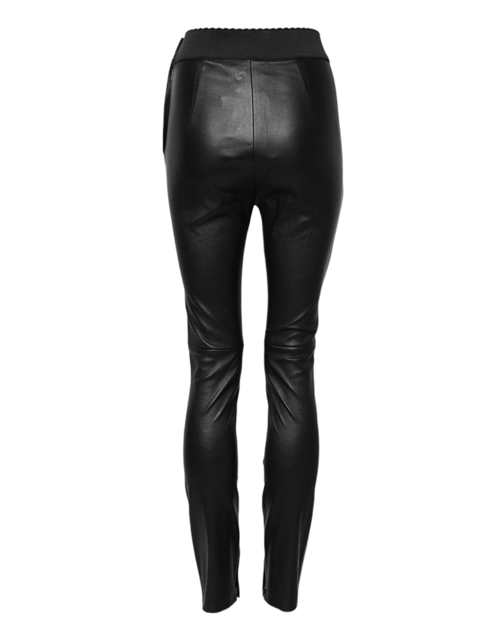 Leather Elastic Waist Women's Pants - Dolce & Gabbana - Modalova
