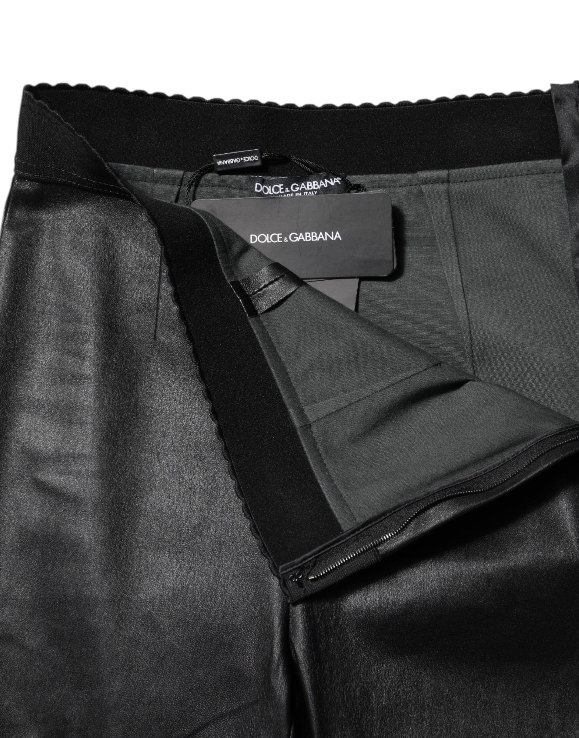 Leather Elastic Waist Women's Pants - Dolce & Gabbana - Modalova