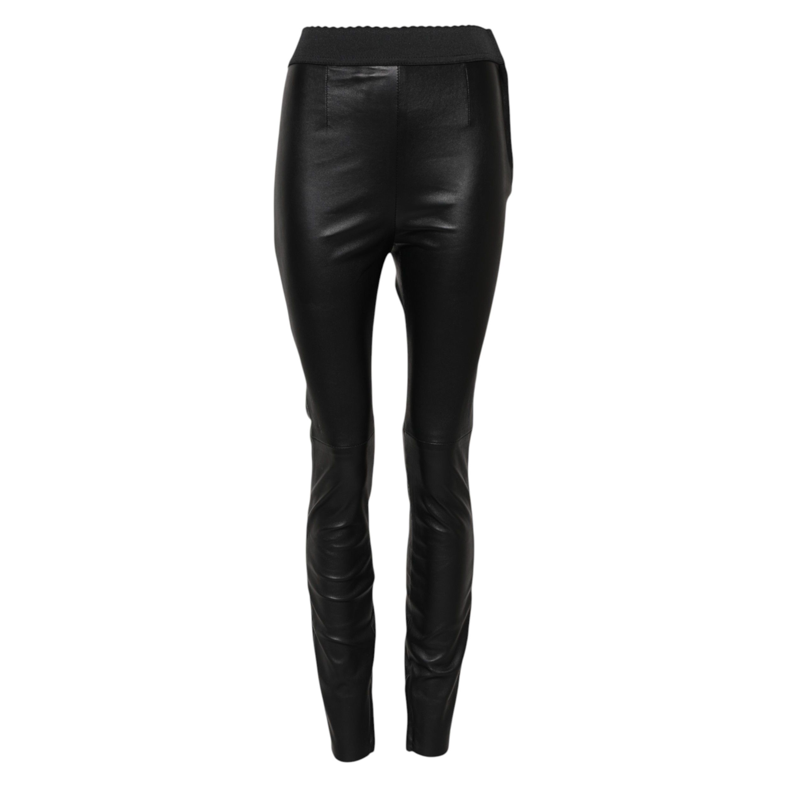 Leather Elastic Waist Women's Pants - Dolce & Gabbana - Modalova