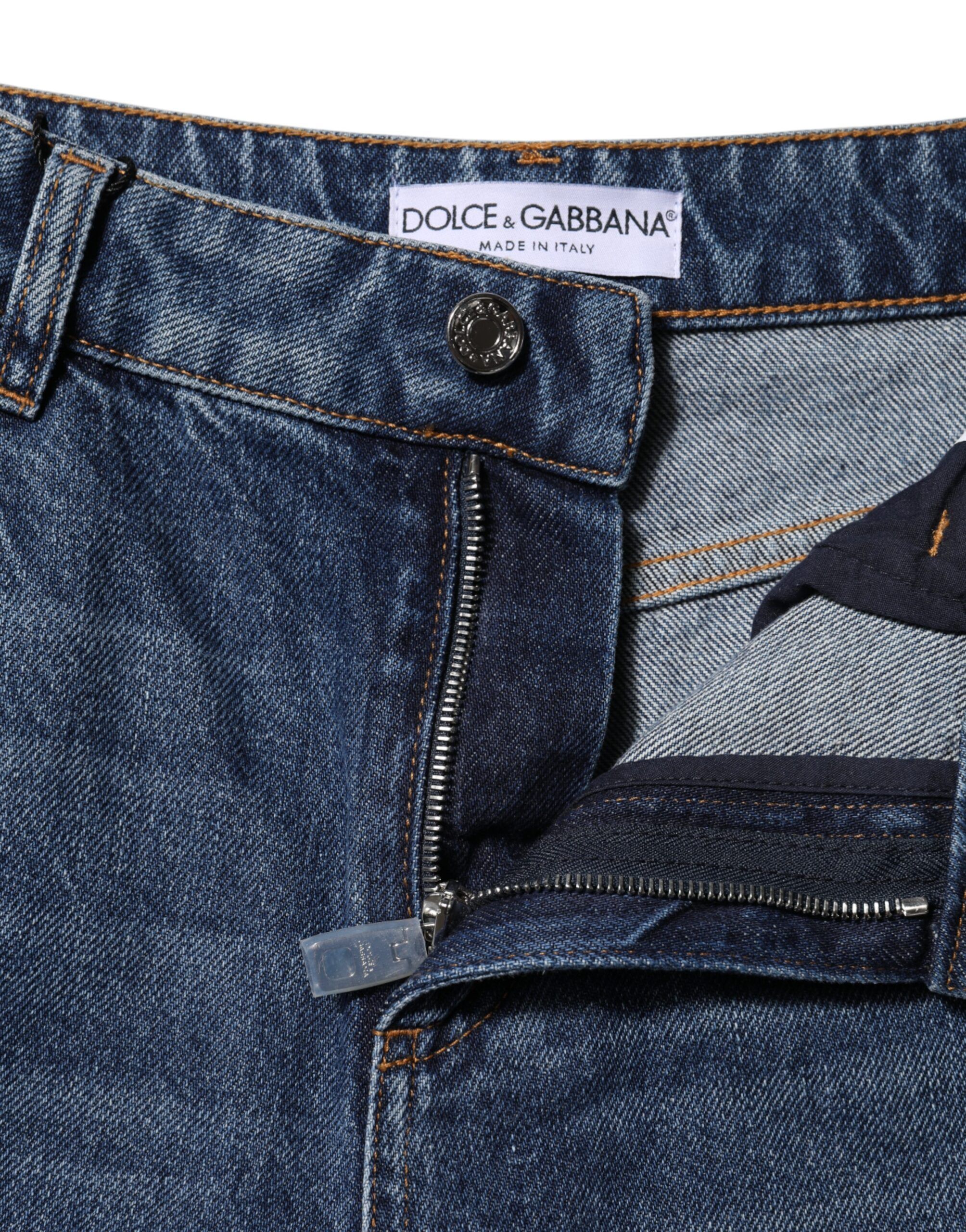 Cotton Wide Leg Tattered Denim Women's Jeans - Dolce & Gabbana - Modalova