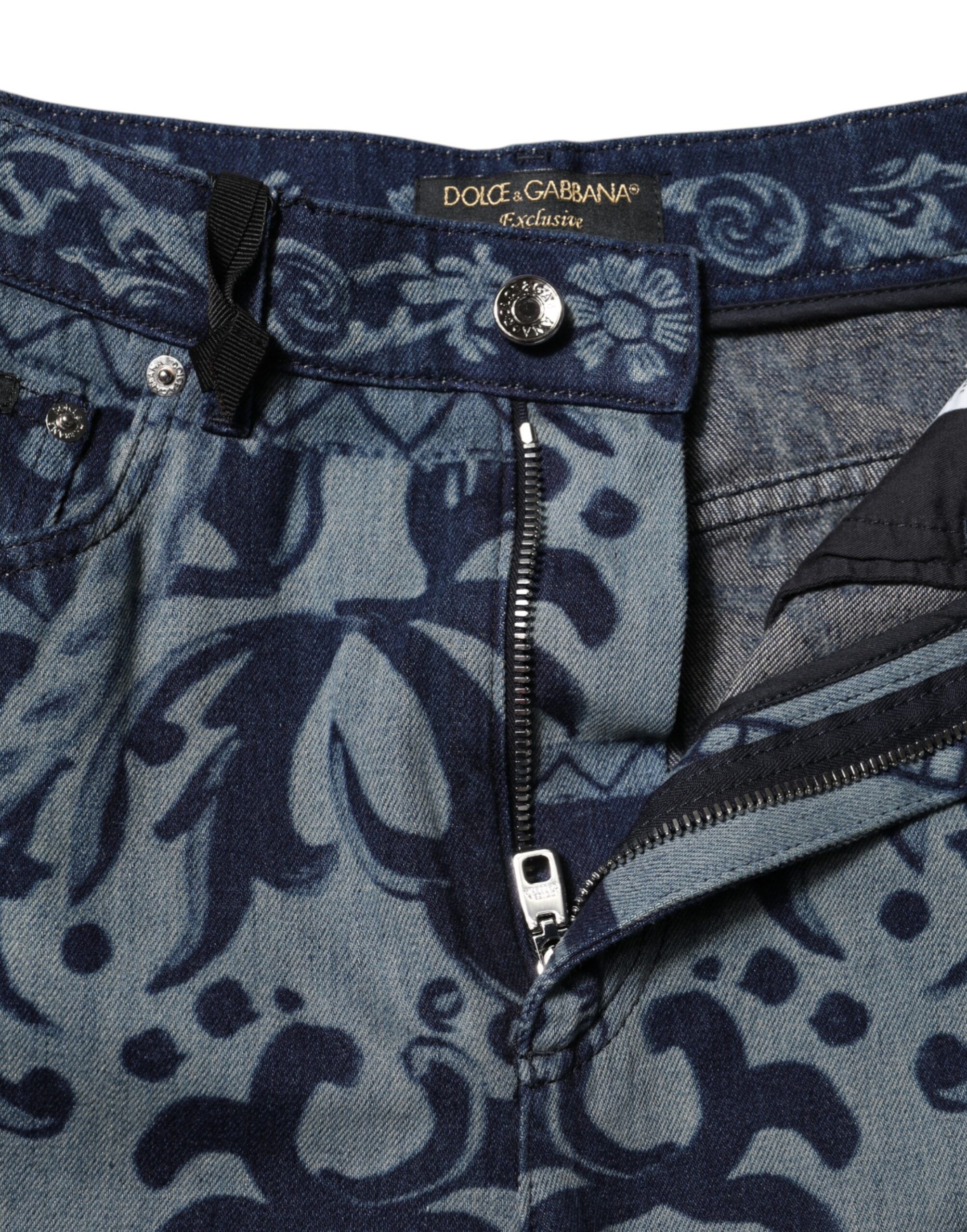 Graphic Print Tapered Denim Women's Jeans - Dolce & Gabbana - Modalova