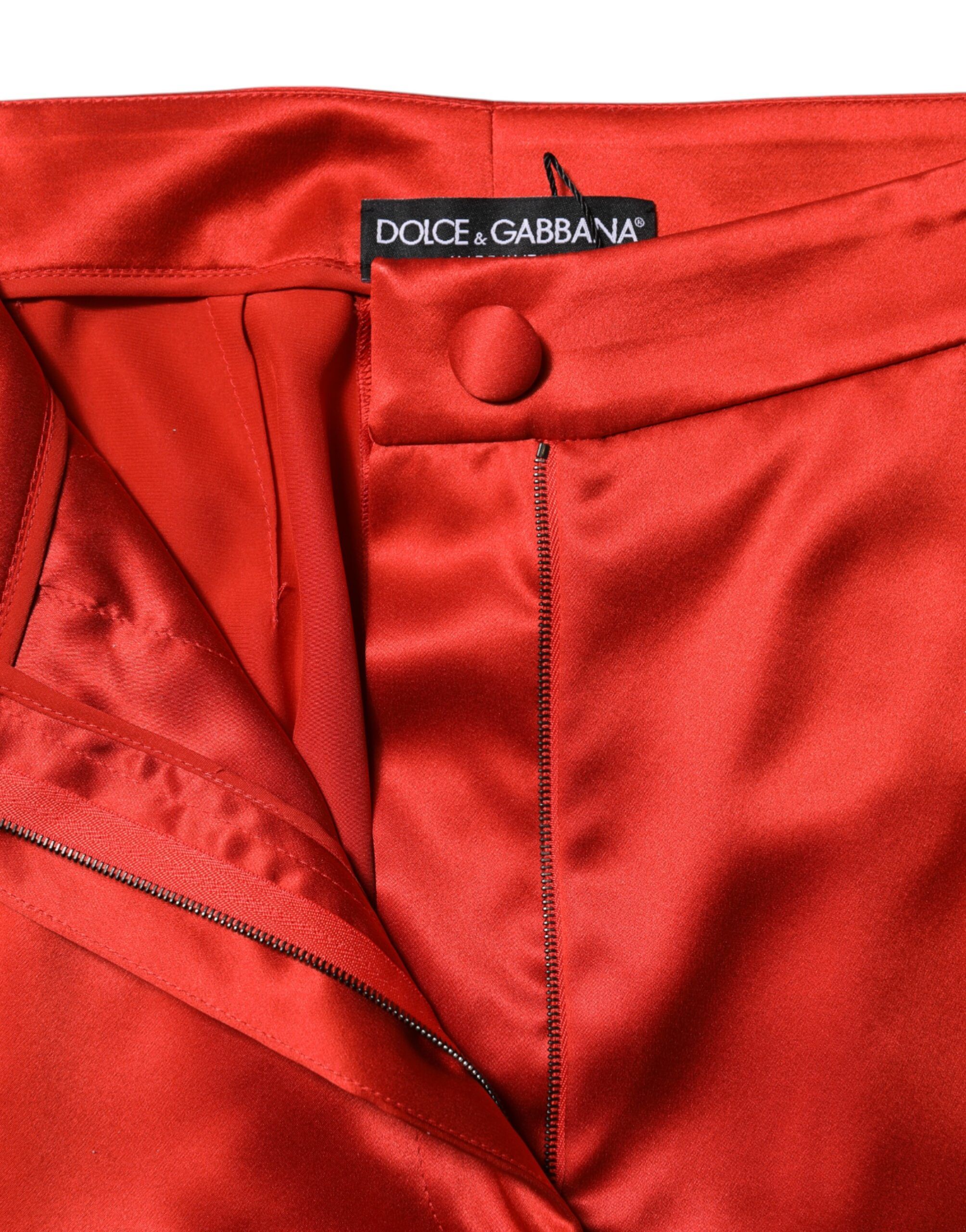 Satin High Waist Wide Leg Women's Pants - Dolce & Gabbana - Modalova