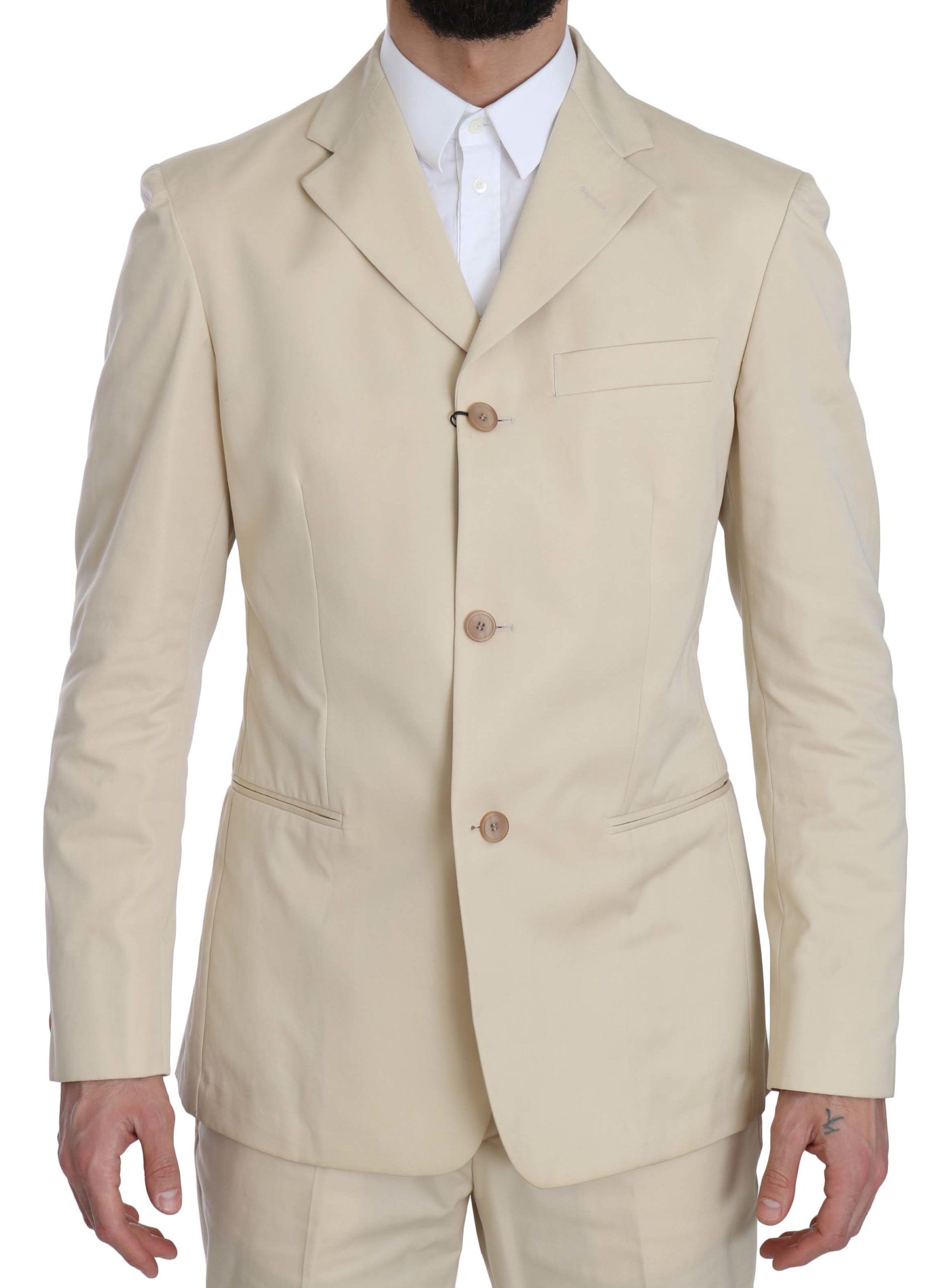 Two Piece 3 Button Cotton Solid Men's Suit - Romeo Gigli - Modalova