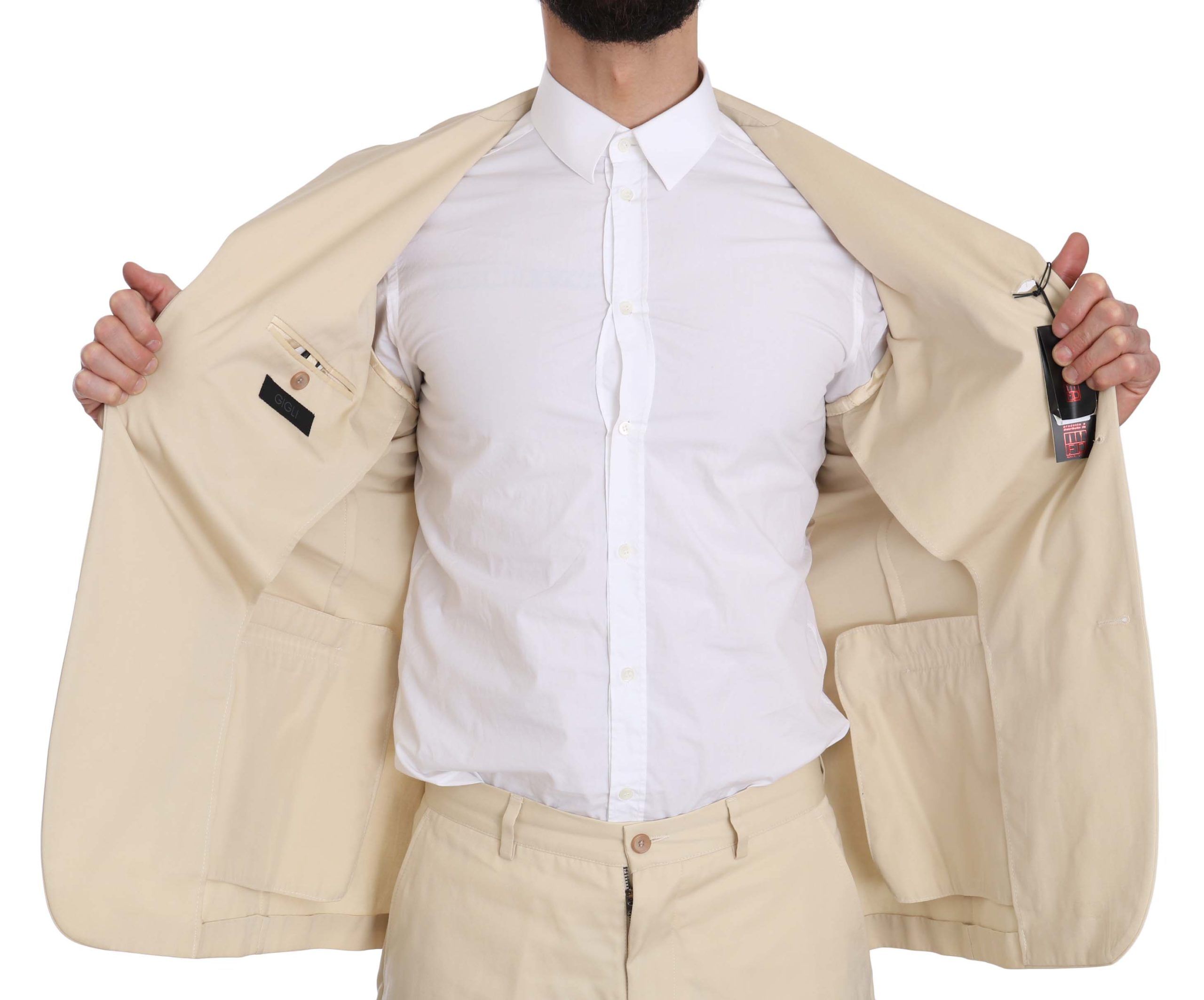 Two Piece 3 Button Cotton Solid Men's Suit - Romeo Gigli - Modalova