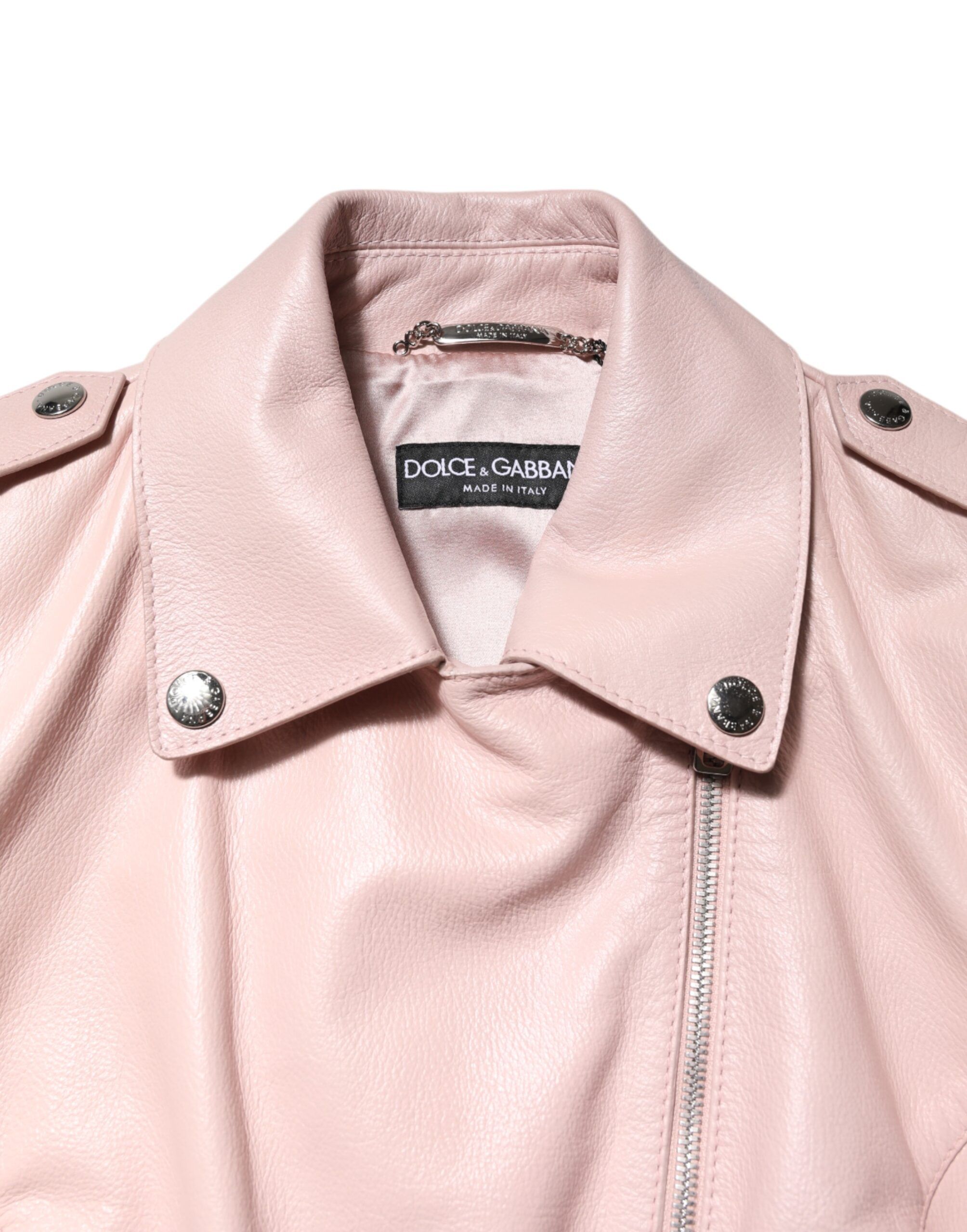 Light Collar Leather Women Biker Women's Jacket - Dolce & Gabbana - Modalova
